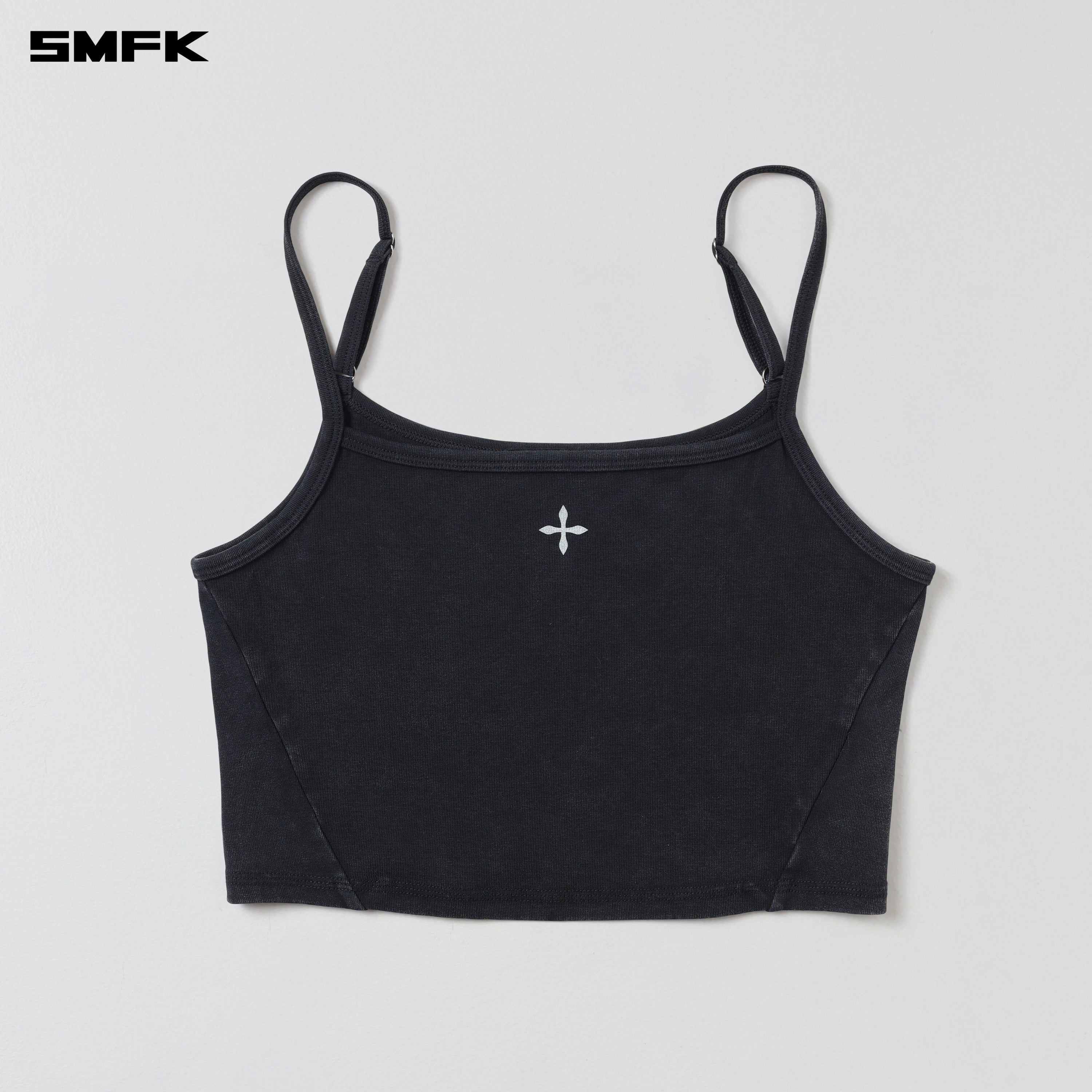 VINTAGE ROVE FADE SHORT CAMISOLE/COTTON GARMENT DYE VANISH BLACK