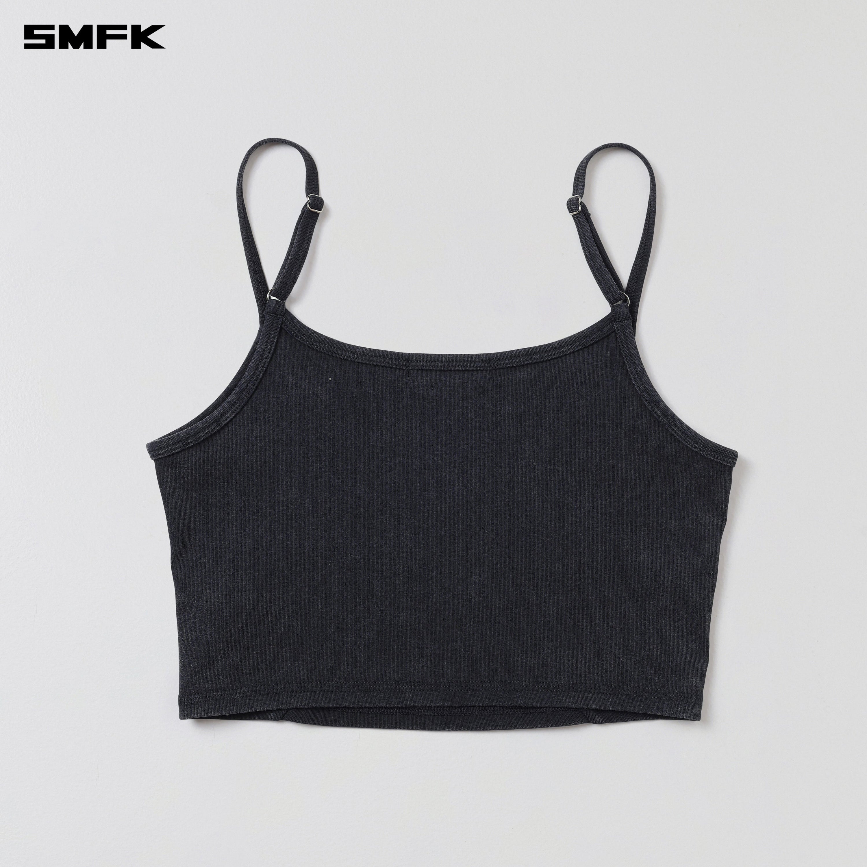 VINTAGE ROVE FADE SHORT CAMISOLE/COTTON GARMENT DYE VANISH BLACK