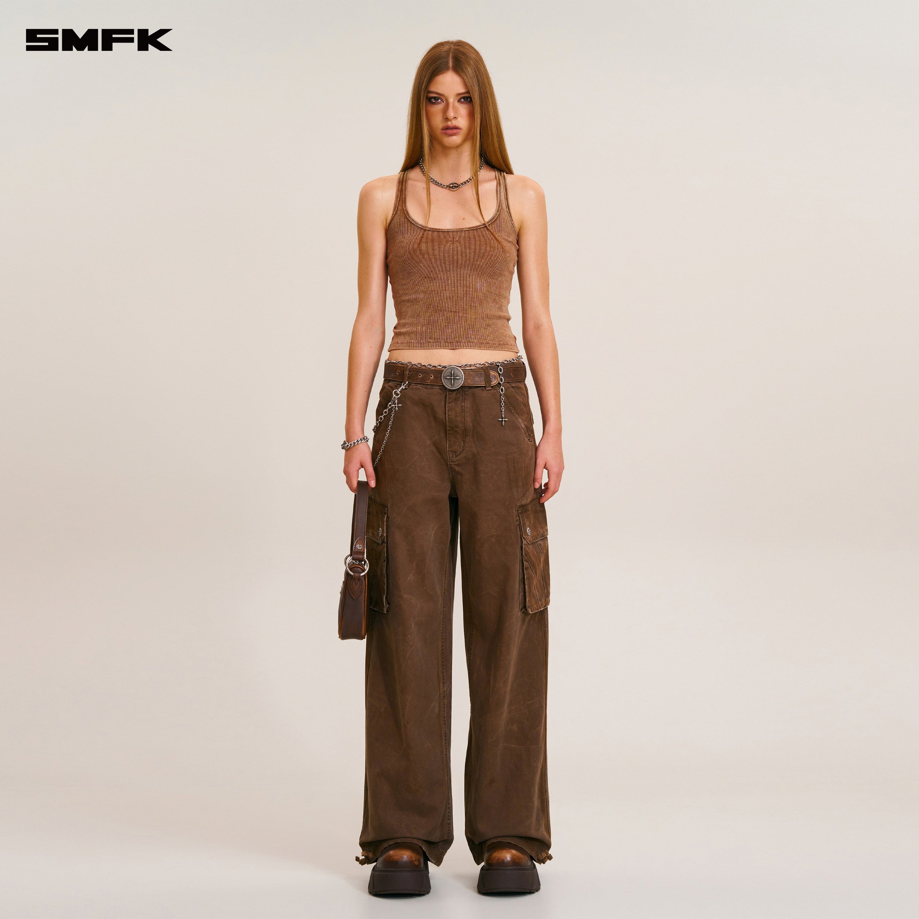 VINTAGE STORM FADE RIDER TANK/FADE DYE VANISH BROWN
