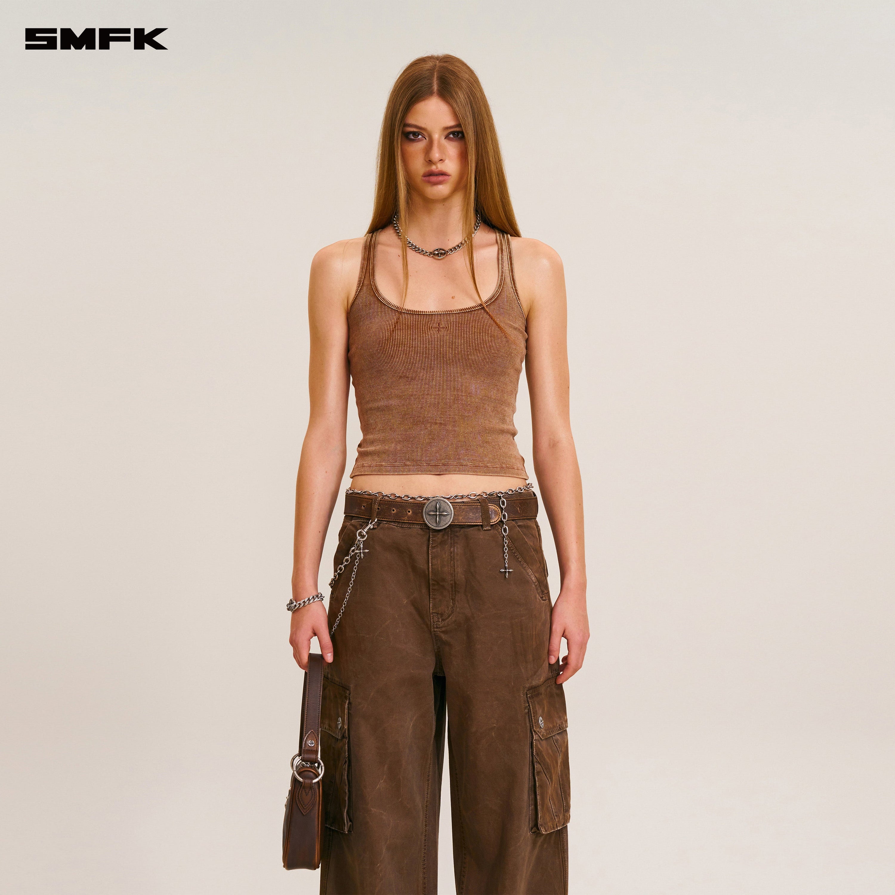 VINTAGE STORM FADE RIDER TANK/FADE DYE VANISH BROWN
