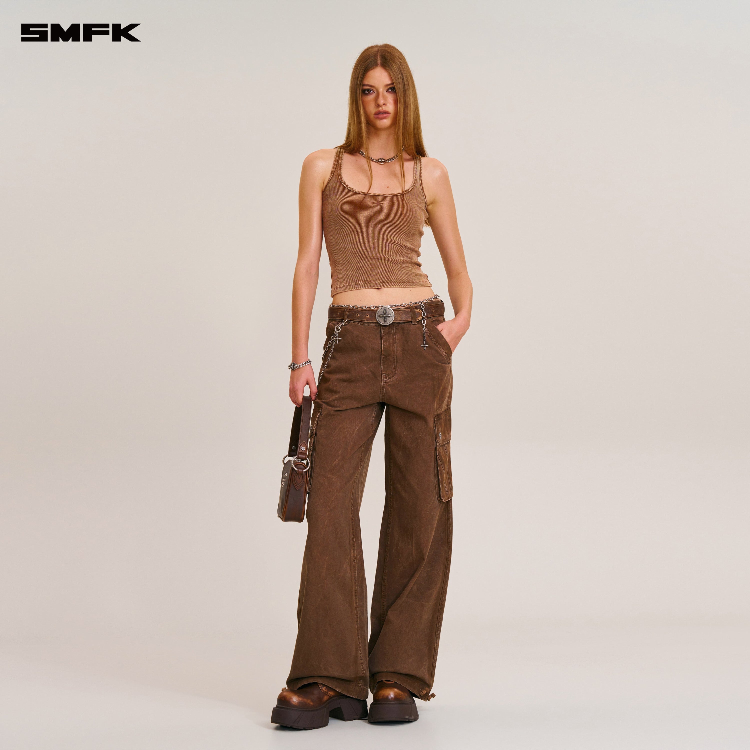 VINTAGE STORM FADE RIDER TANK/FADE DYE VANISH BROWN