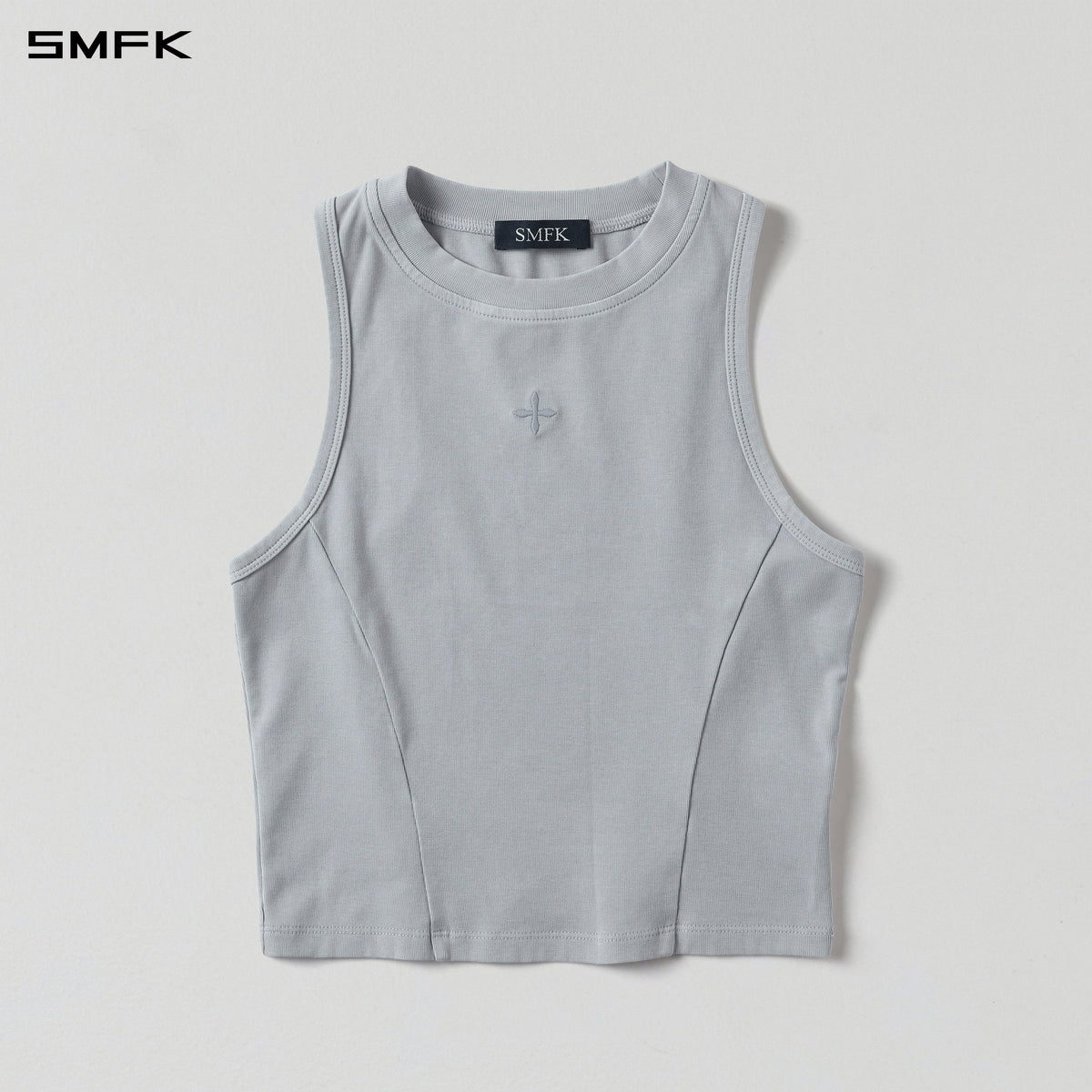 VINTAGE ROUND SHORT VEST/LS-COTTON/W GLACIER GREY