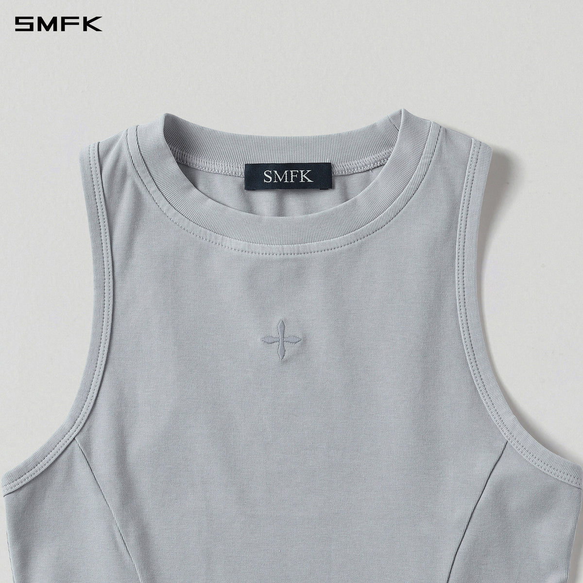 VINTAGE ROUND SHORT VEST/LS-COTTON/W GLACIER GREY