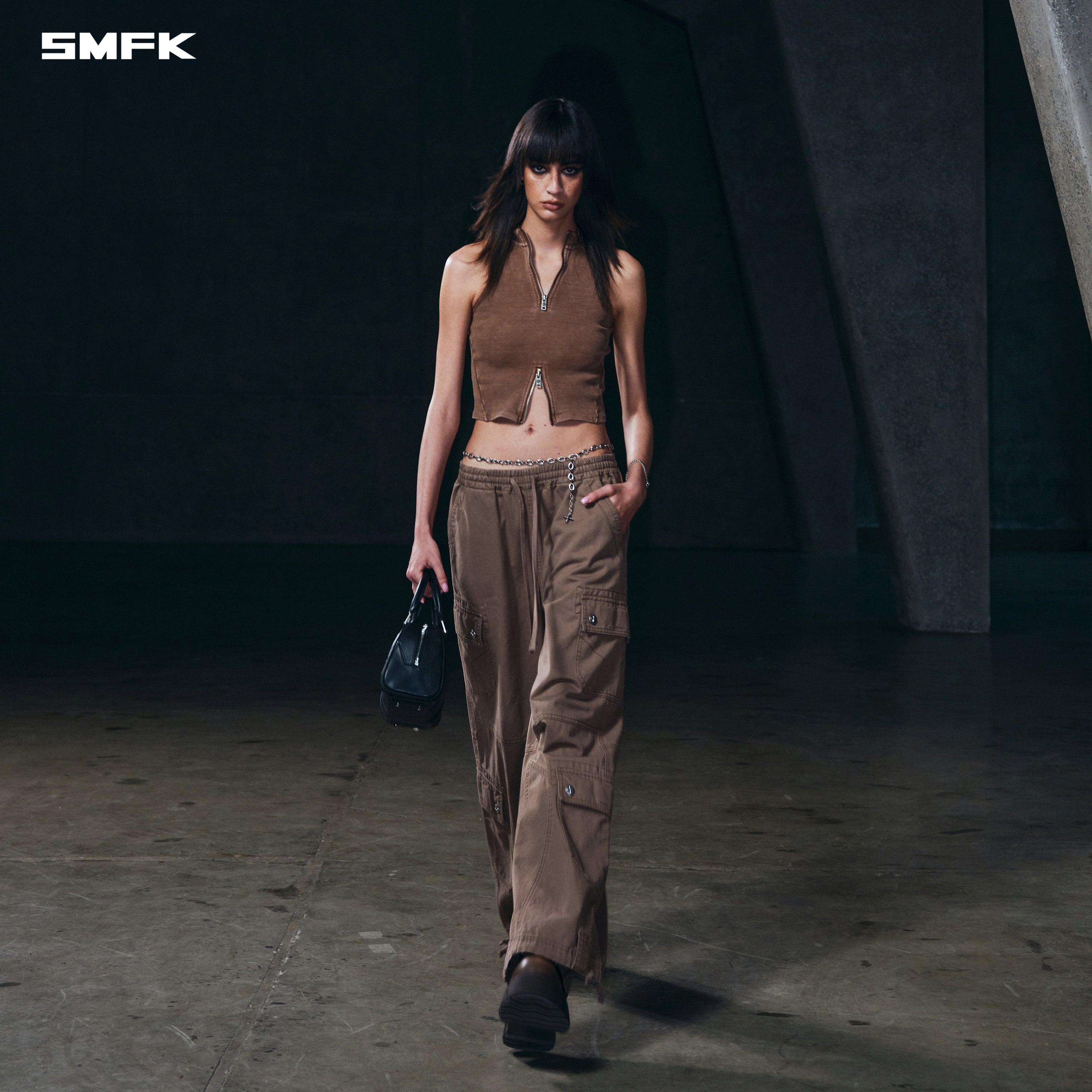 VINTAGE HIGH-NECK KILLER TANK/FADE DYE VANISH BROWN