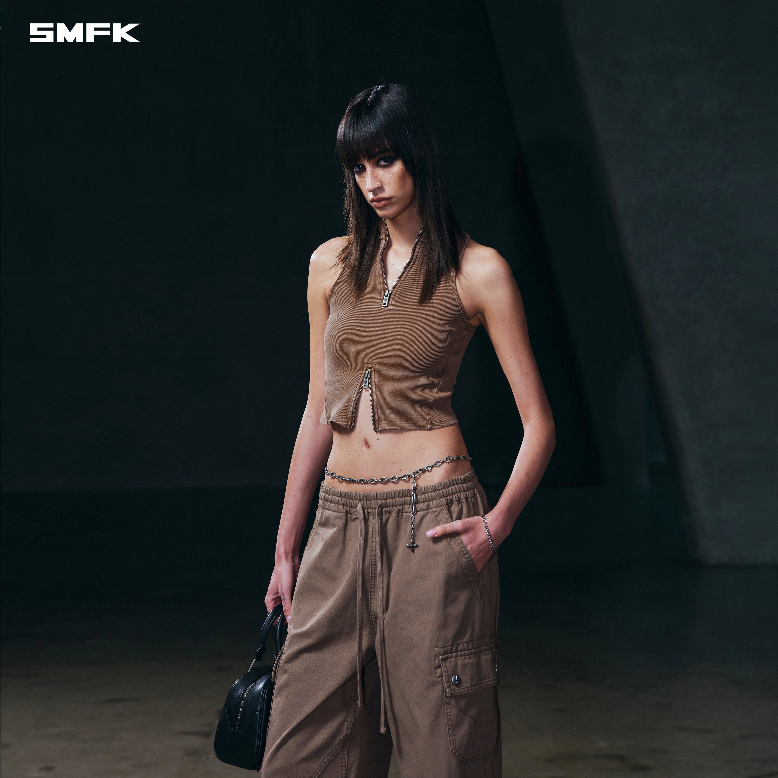 VINTAGE HIGH-NECK KILLER TANK/FADE DYE VANISH BROWN