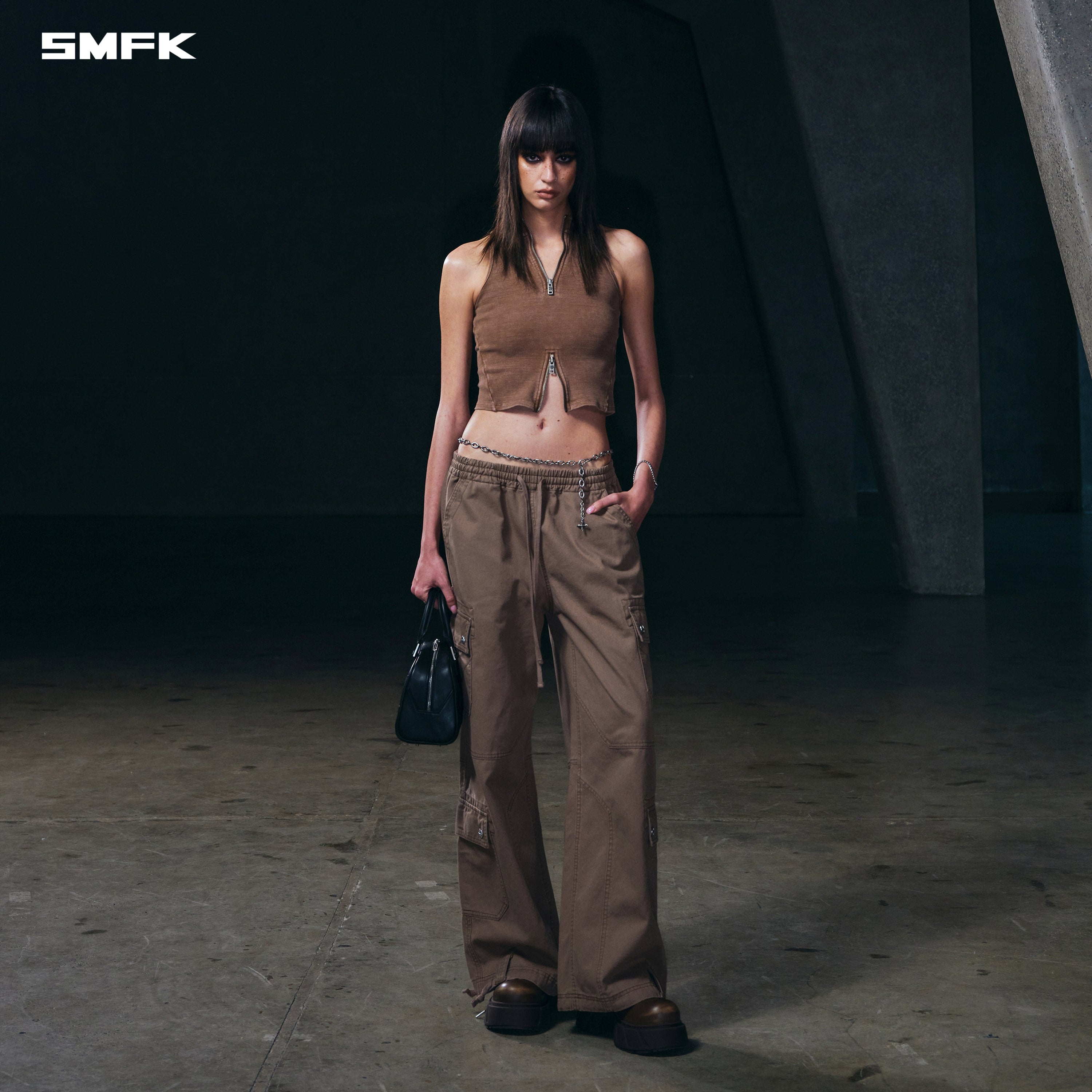 VINTAGE HIGH-NECK KILLER TANK/FADE DYE VANISH BROWN