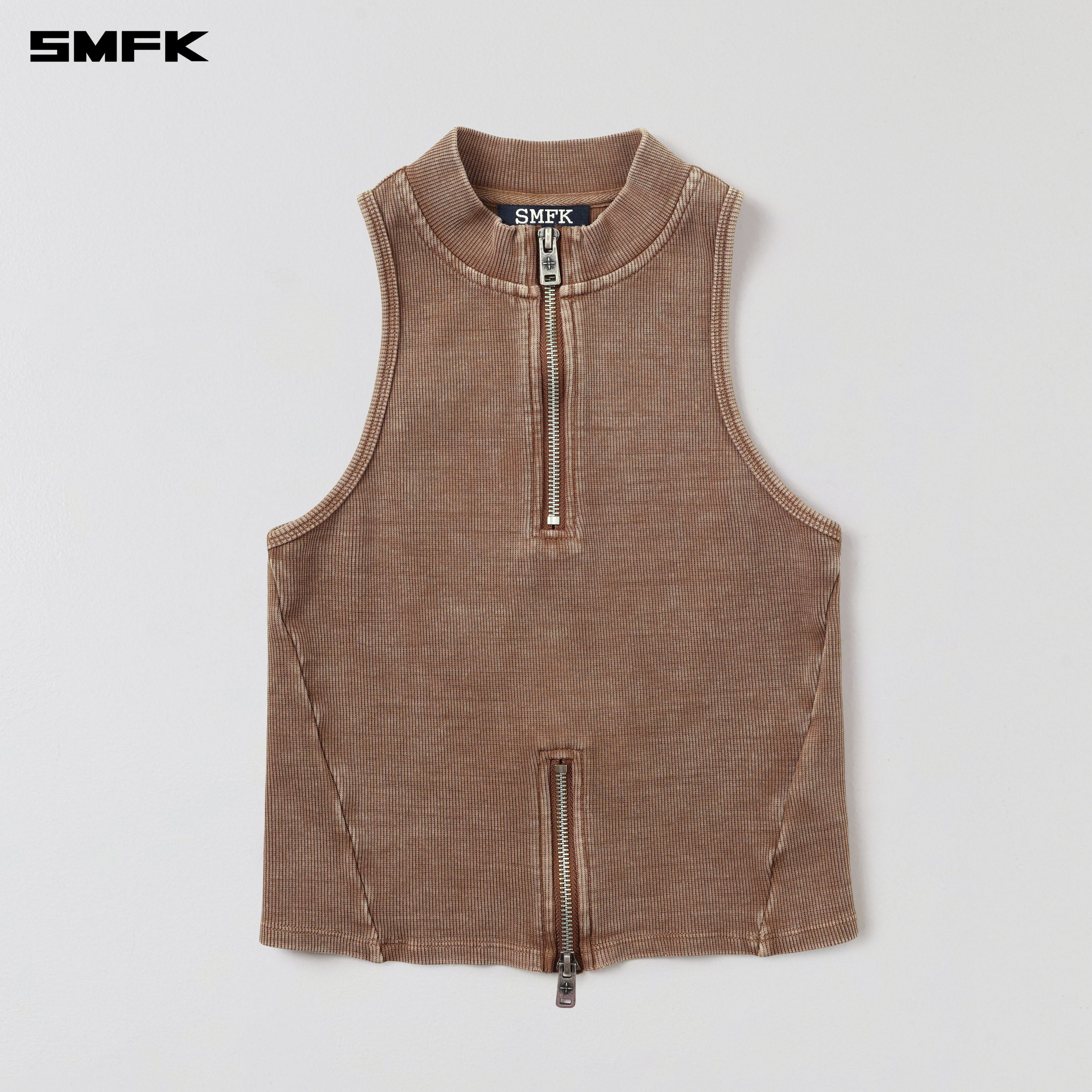 VINTAGE HIGH-NECK KILLER TANK/FADE DYE VANISH BROWN