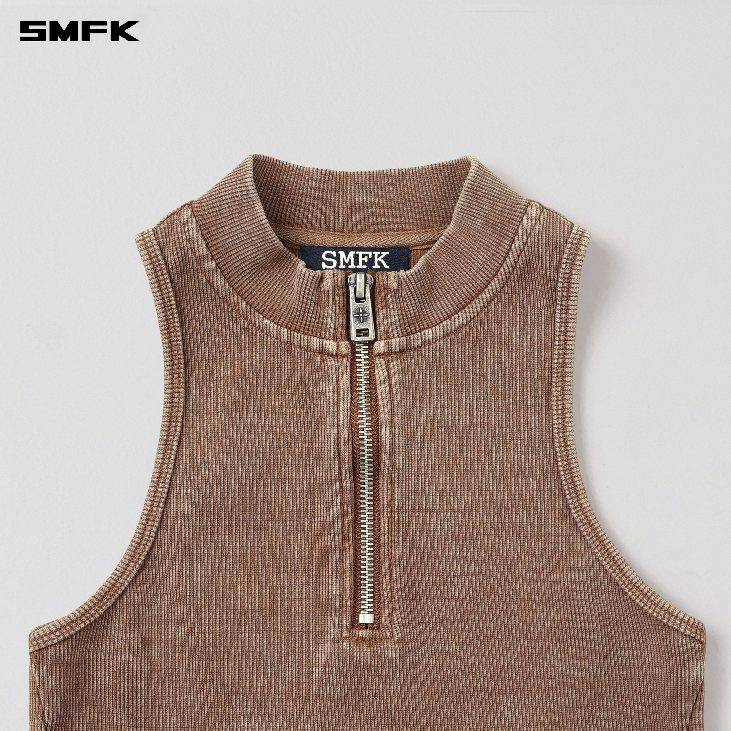 VINTAGE HIGH-NECK KILLER TANK/FADE DYE VANISH BROWN