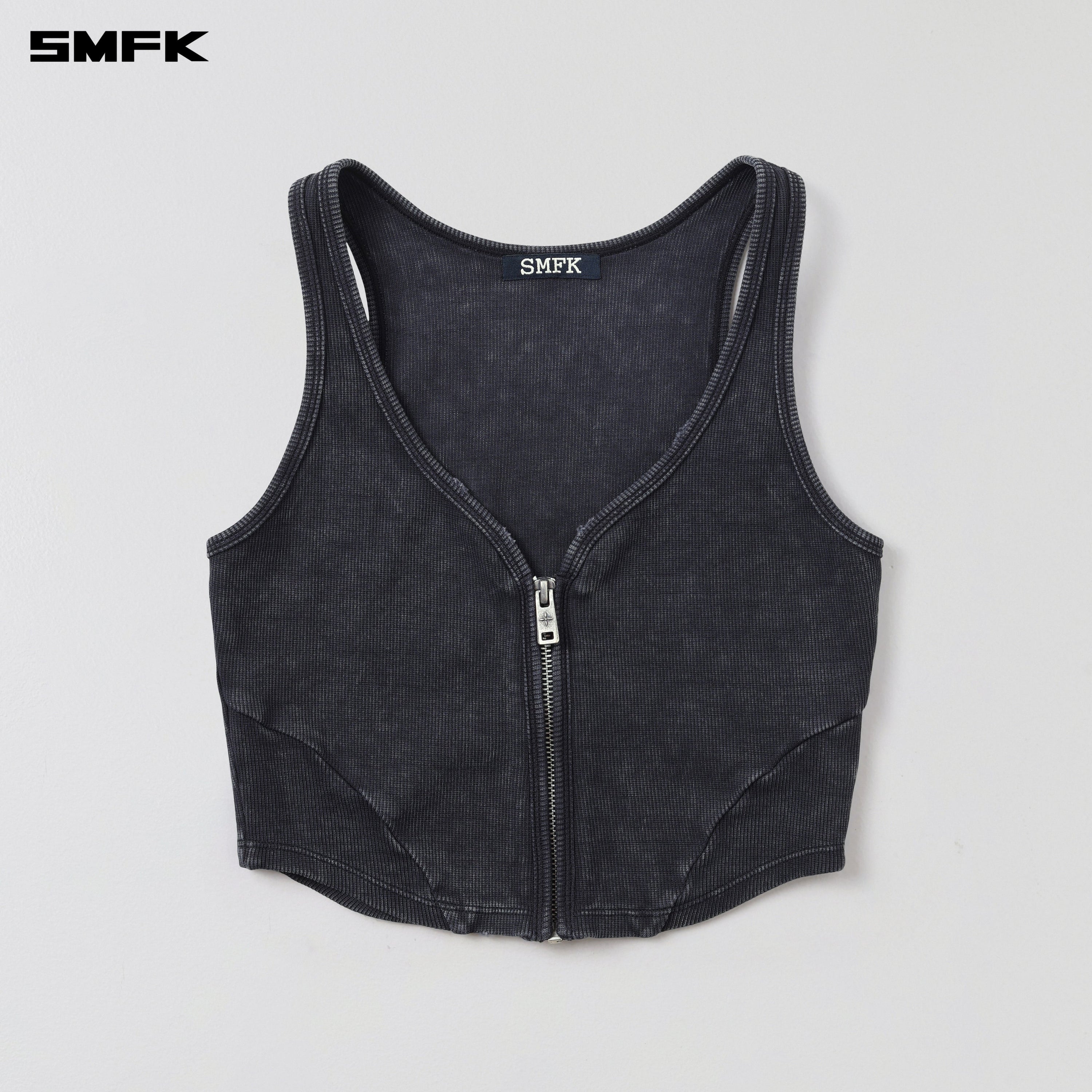 VINTAGE ROVE ZIP TANK/FADE DYE VANISH BLACK
