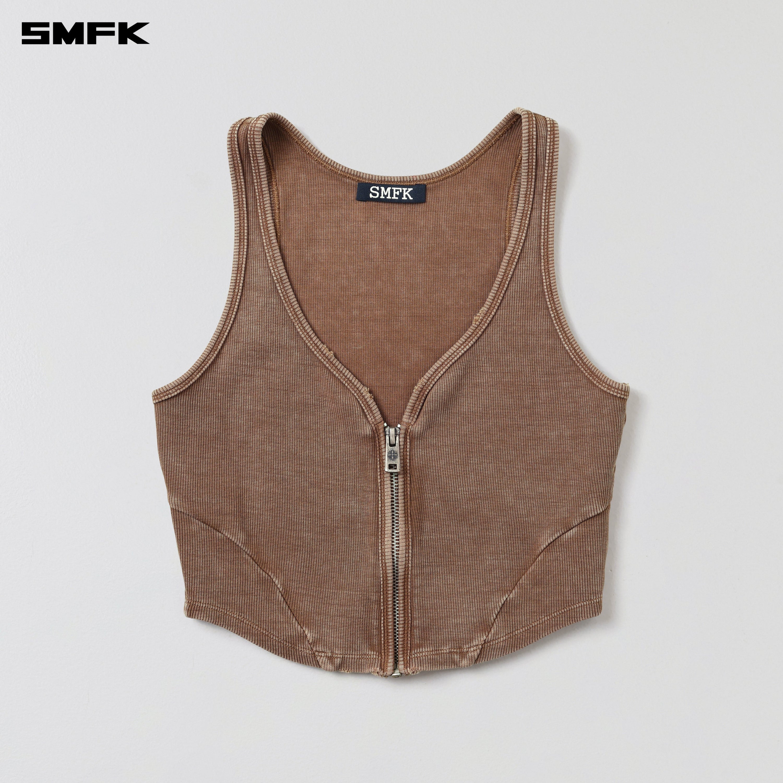 VINTAGE ROVE ZIP TANK/FADE DYE VANISH BROWN
