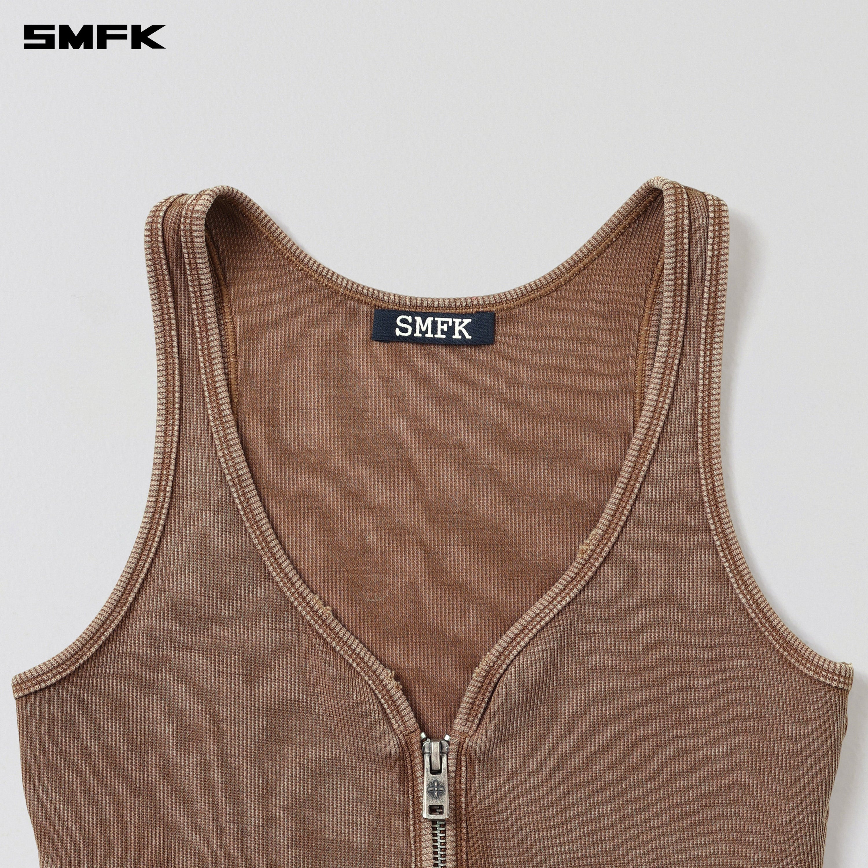 VINTAGE ROVE ZIP TANK/FADE DYE VANISH BROWN