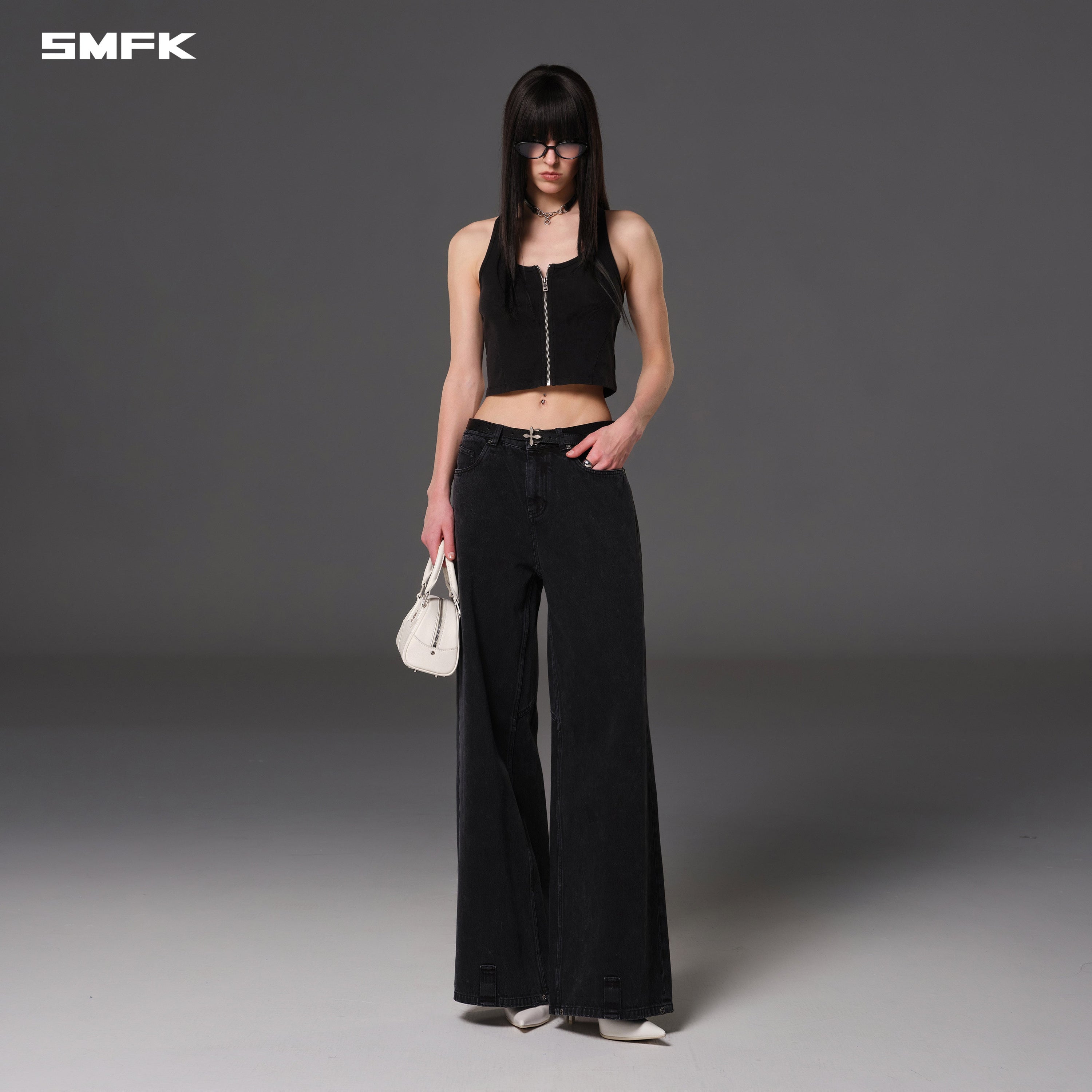 VINTAGE NOMADIC SLIM ZIP TANK/LONG-STAPLE COTTON WILD BLACK