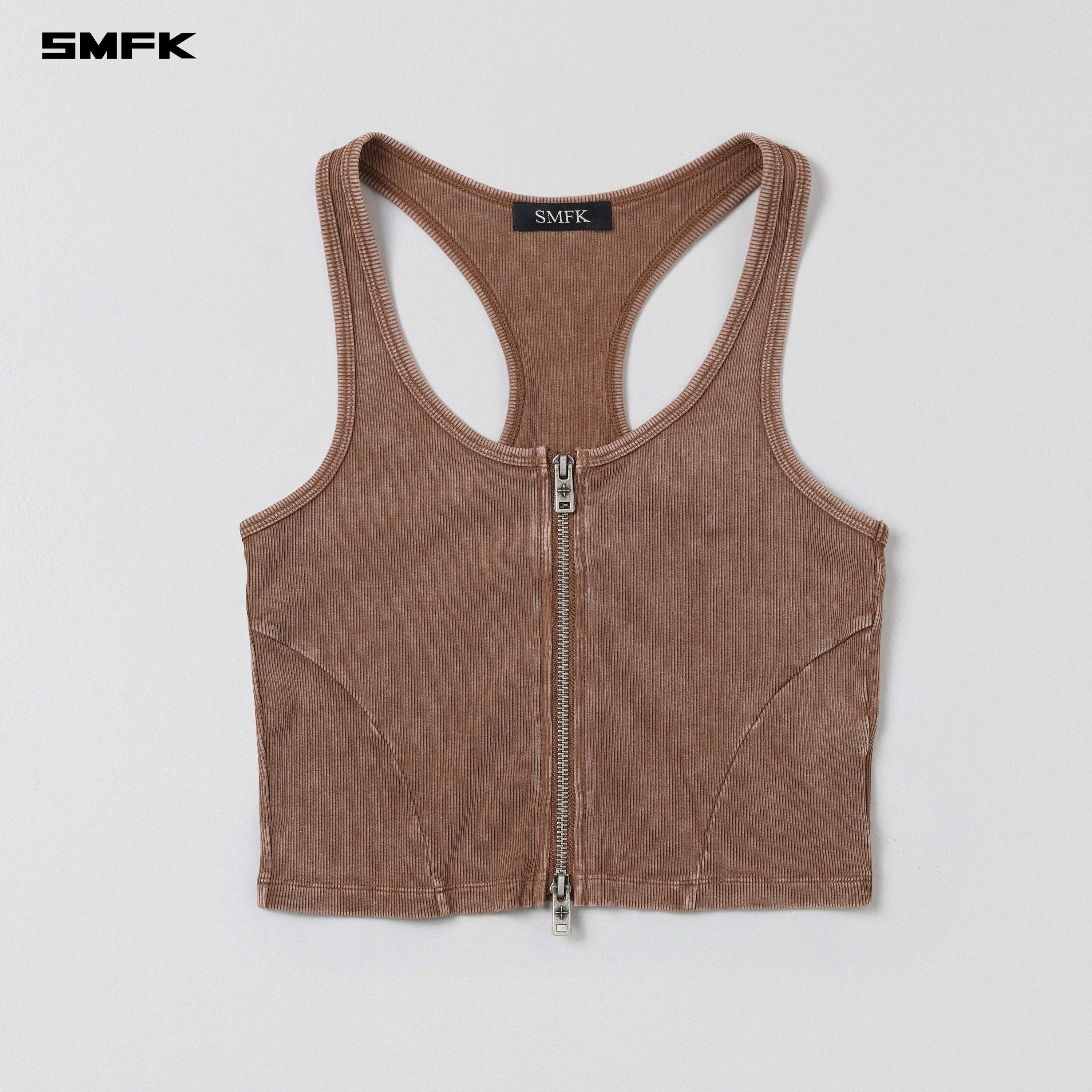 VINTAGE NOMADIC SLIM ZIP TANK/LONG-STAPLE COTTON VANISH BROWN
