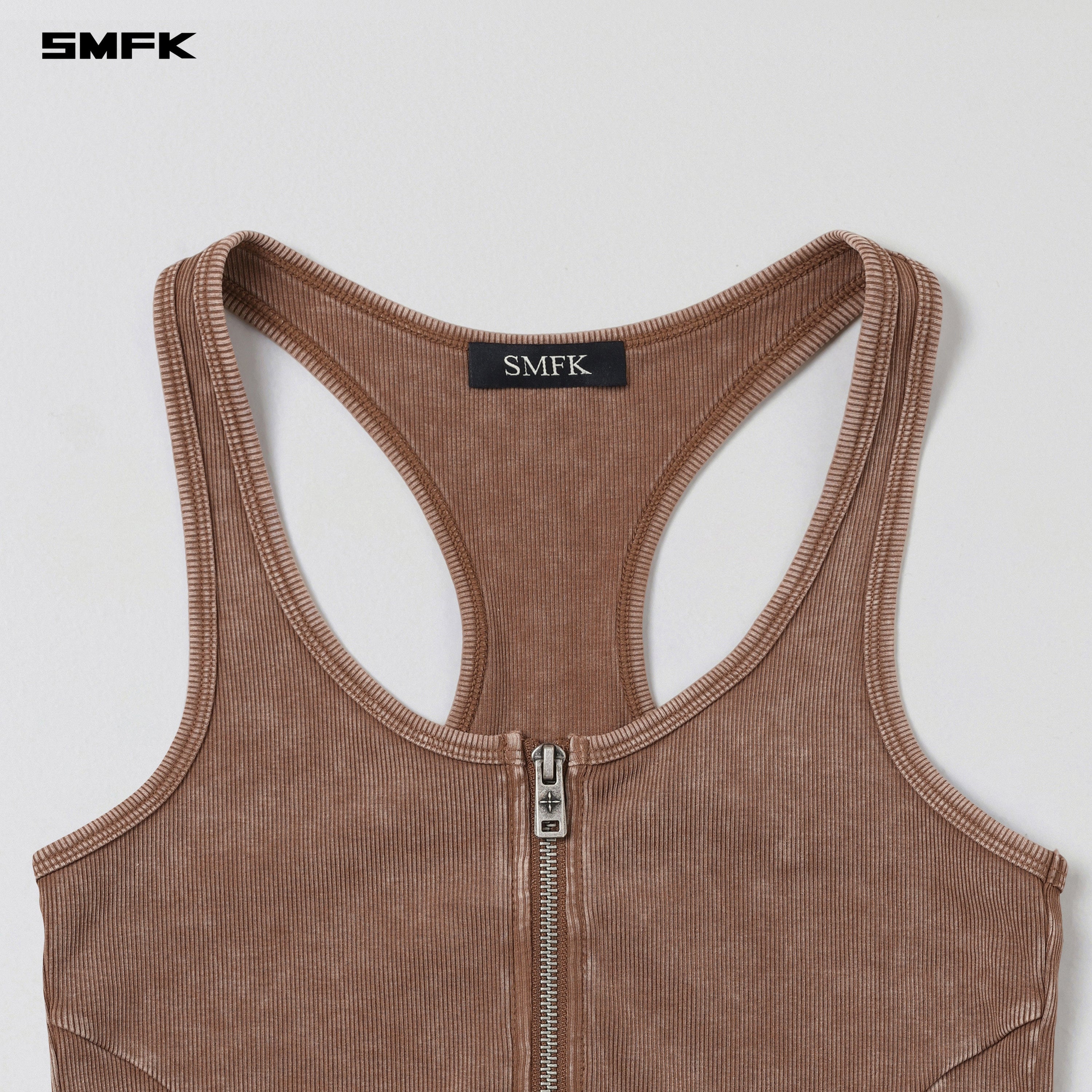 VINTAGE NOMADIC SLIM ZIP TANK/LONG-STAPLE COTTON VANISH BROWN