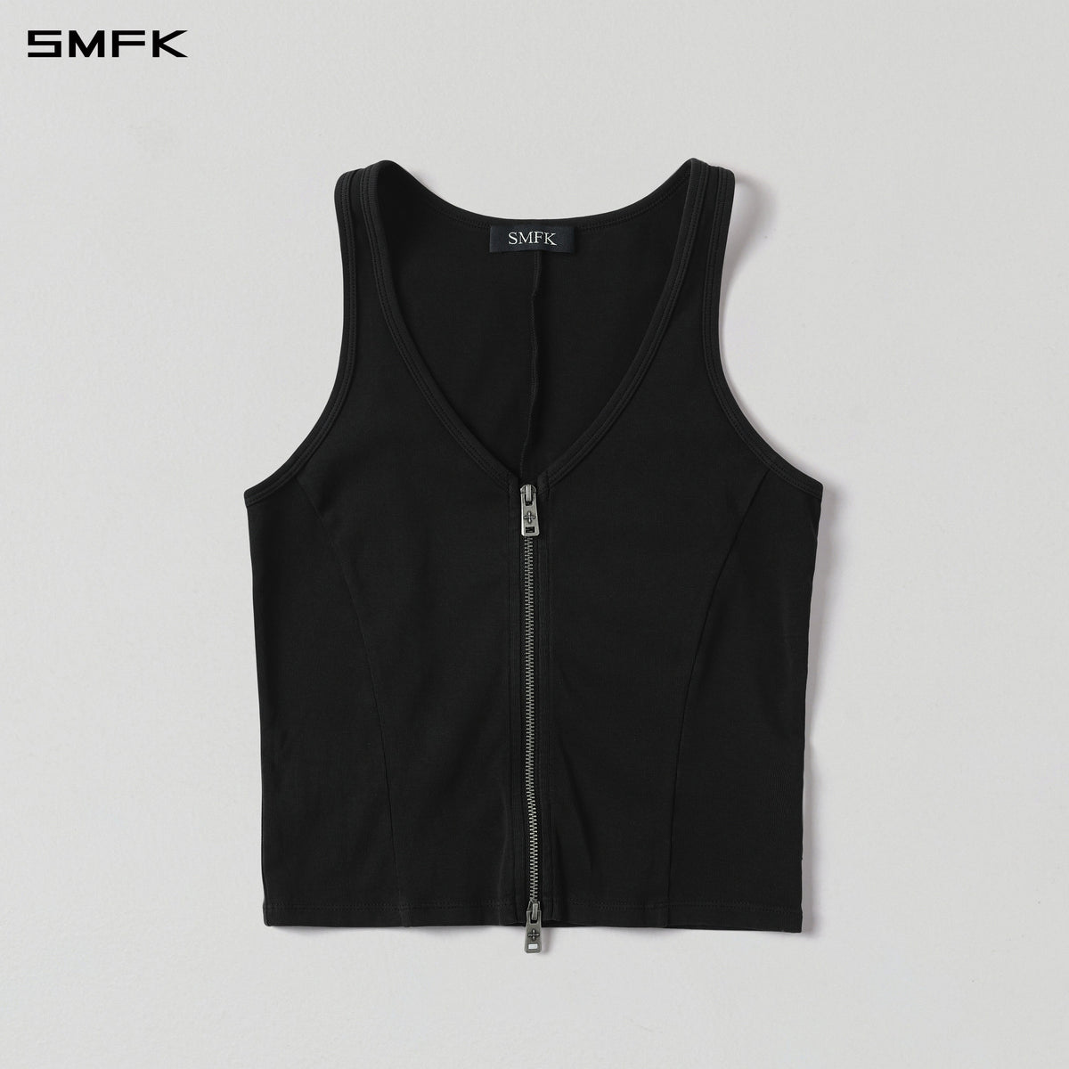 VINTAGE NOMADIC SLIM ZIP LONG TANK/LS-COTTON+COLD DYE WILD BLACK