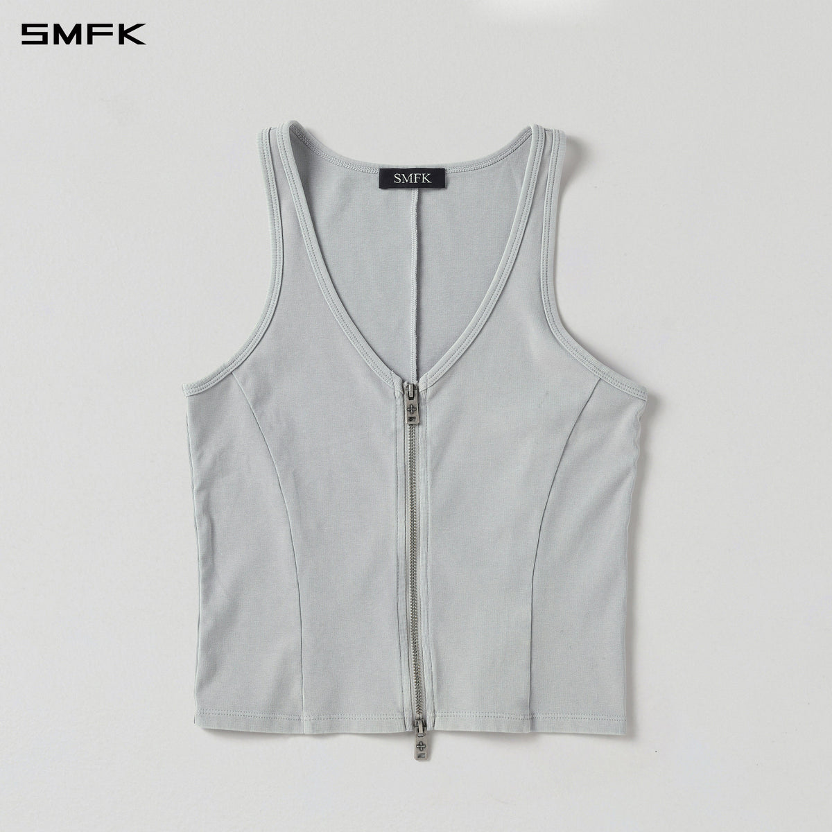 VINTAGE NOMADIC SLIM ZIP LONG TANK/LS-COTTON COLD DYE GLACIER GREY