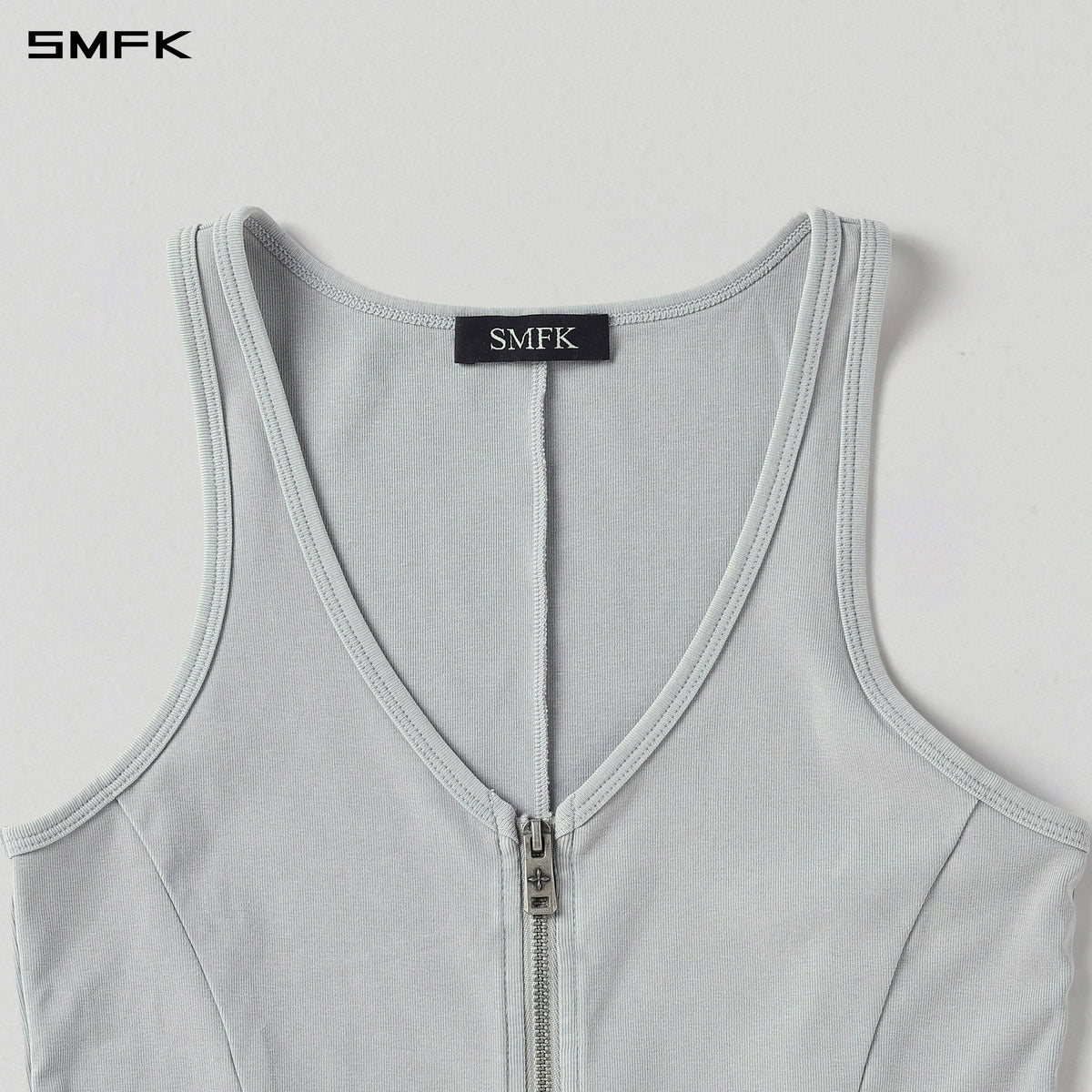 VINTAGE NOMADIC SLIM ZIP LONG TANK/LS-COTTON COLD DYE GLACIER GREY