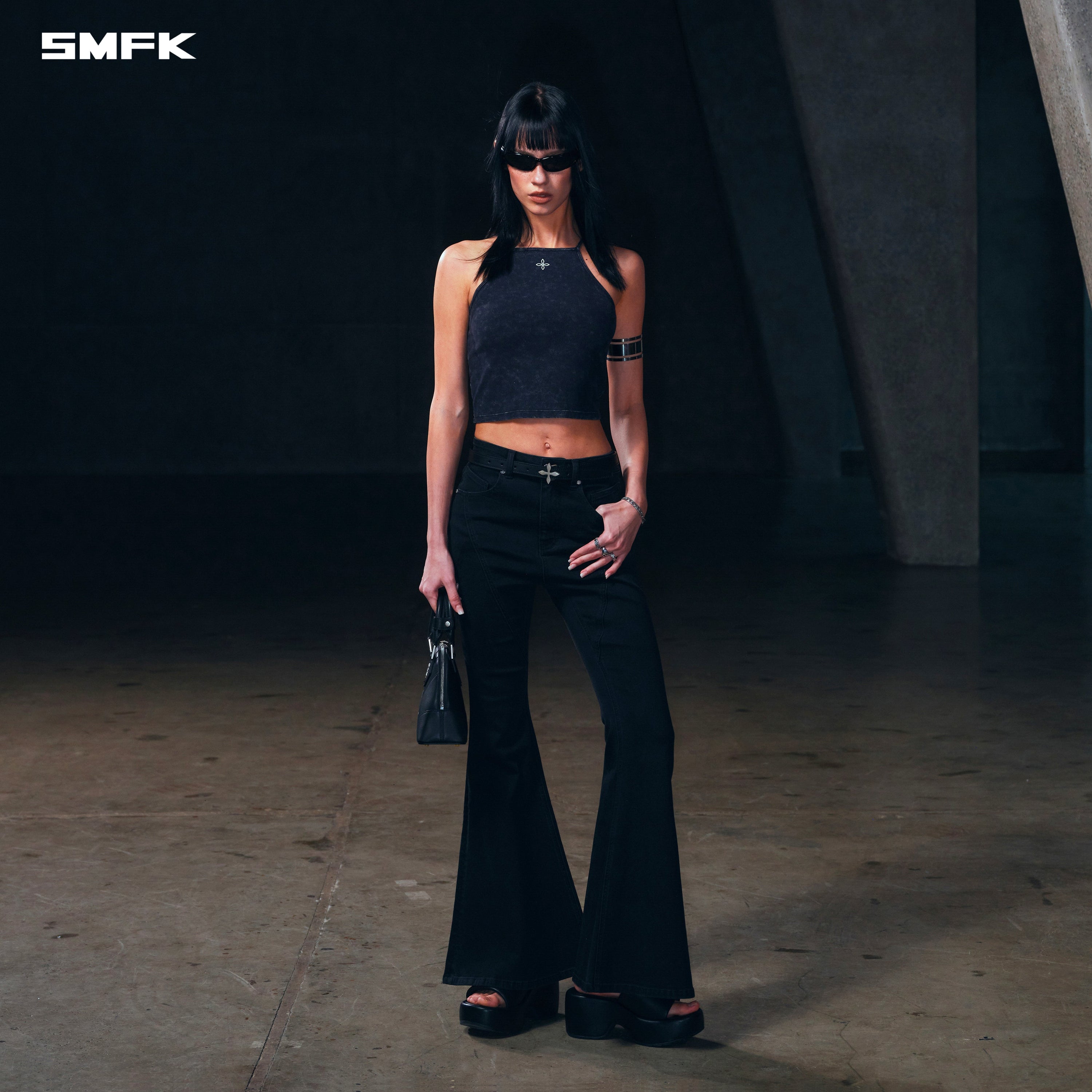 VINTAGE STORM FADE FLAT CAMISOLE/FADE DYE VANISH BLACK