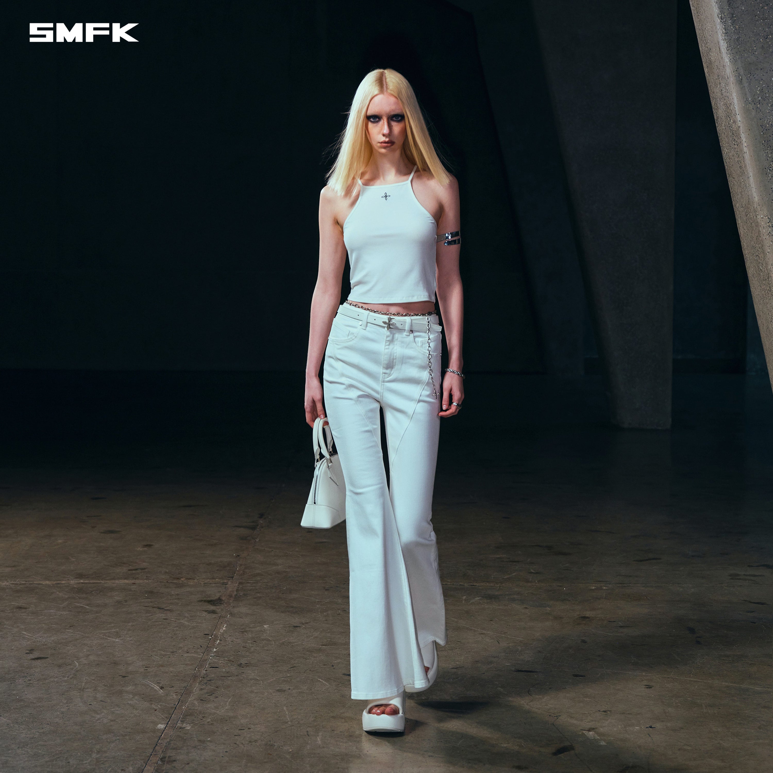 VINTAGE  STORM FADE FLAT CAMISOLE/FADE DYE SNOW MOUNTAIN WHITE