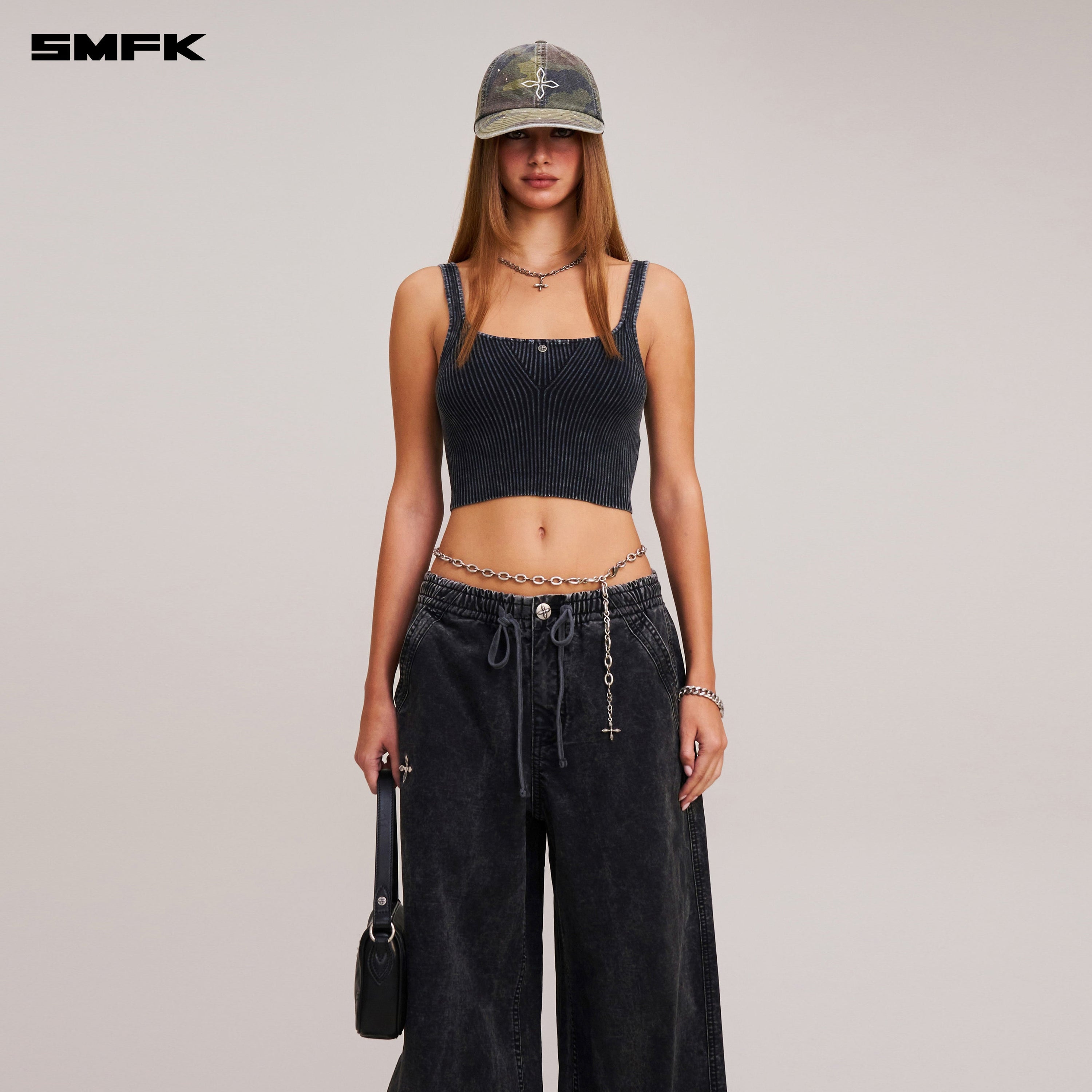 VINTAGE-SAVAGE KNIT TANK/STONE WASH VANISH BLACK