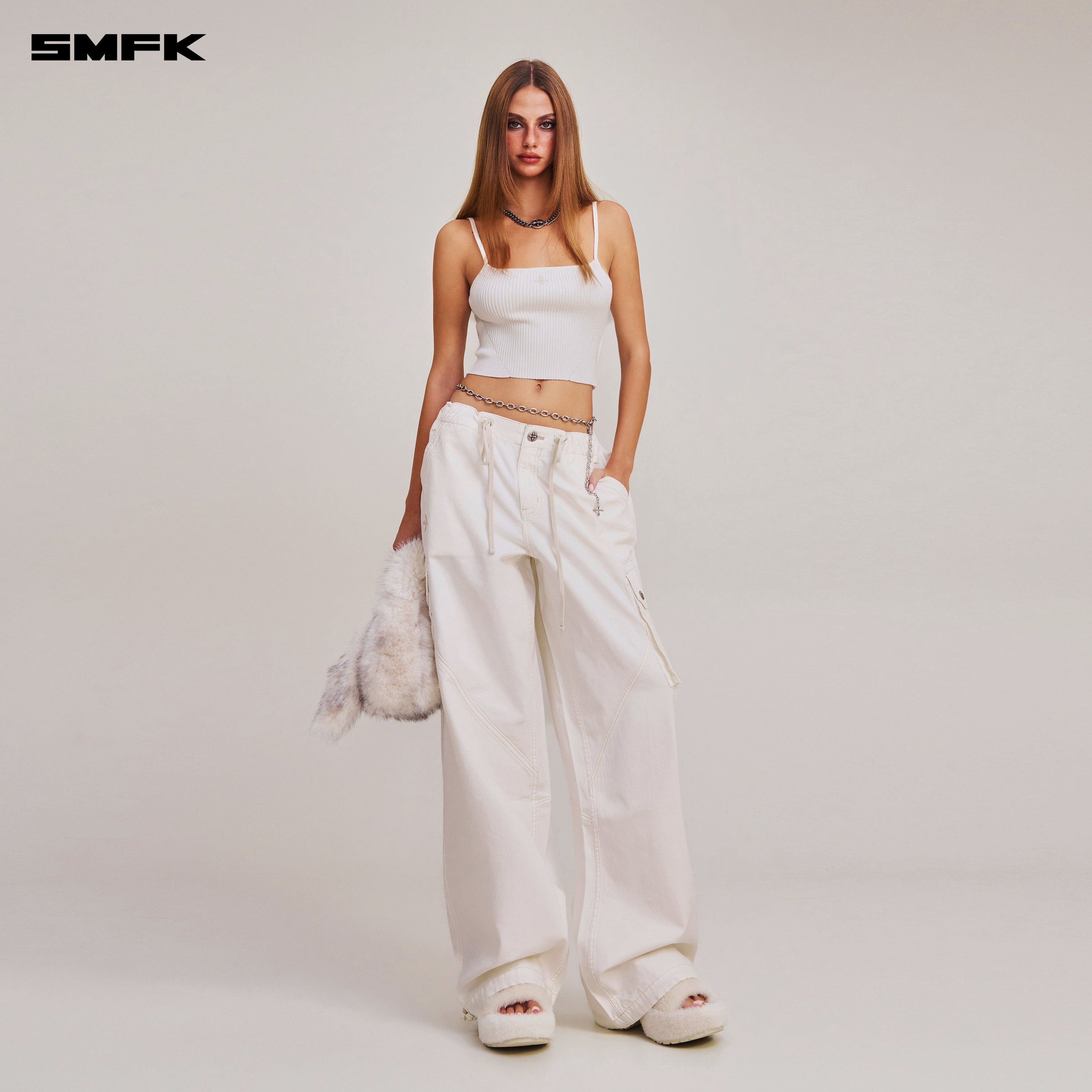 VINTAGE-SAVAGE KNIT CAMISOLE/STONE WASH VANISH WHITE