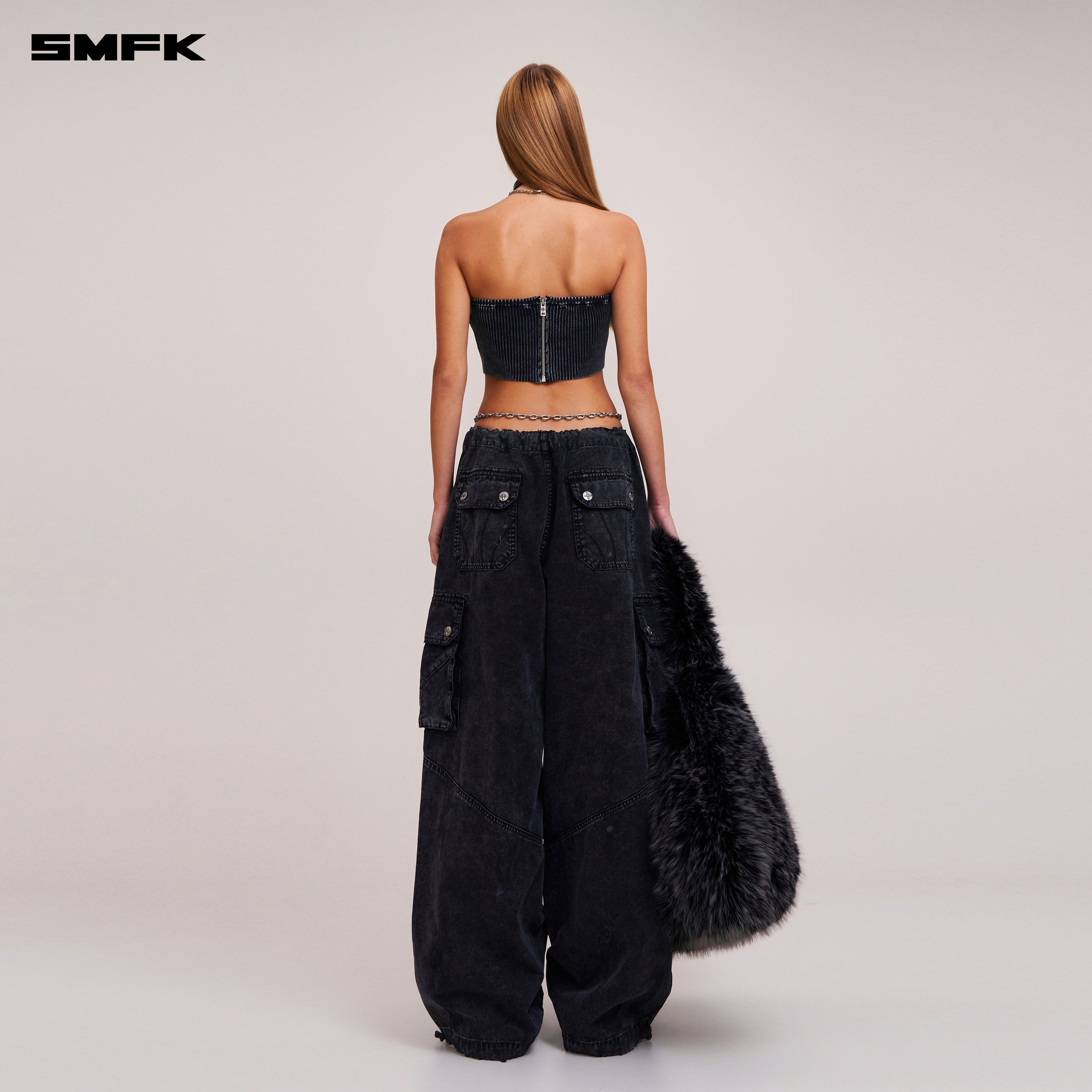 VINTAGE-SAVAGE KNIT BUSTIER/STONE WASH VANISH BLACK