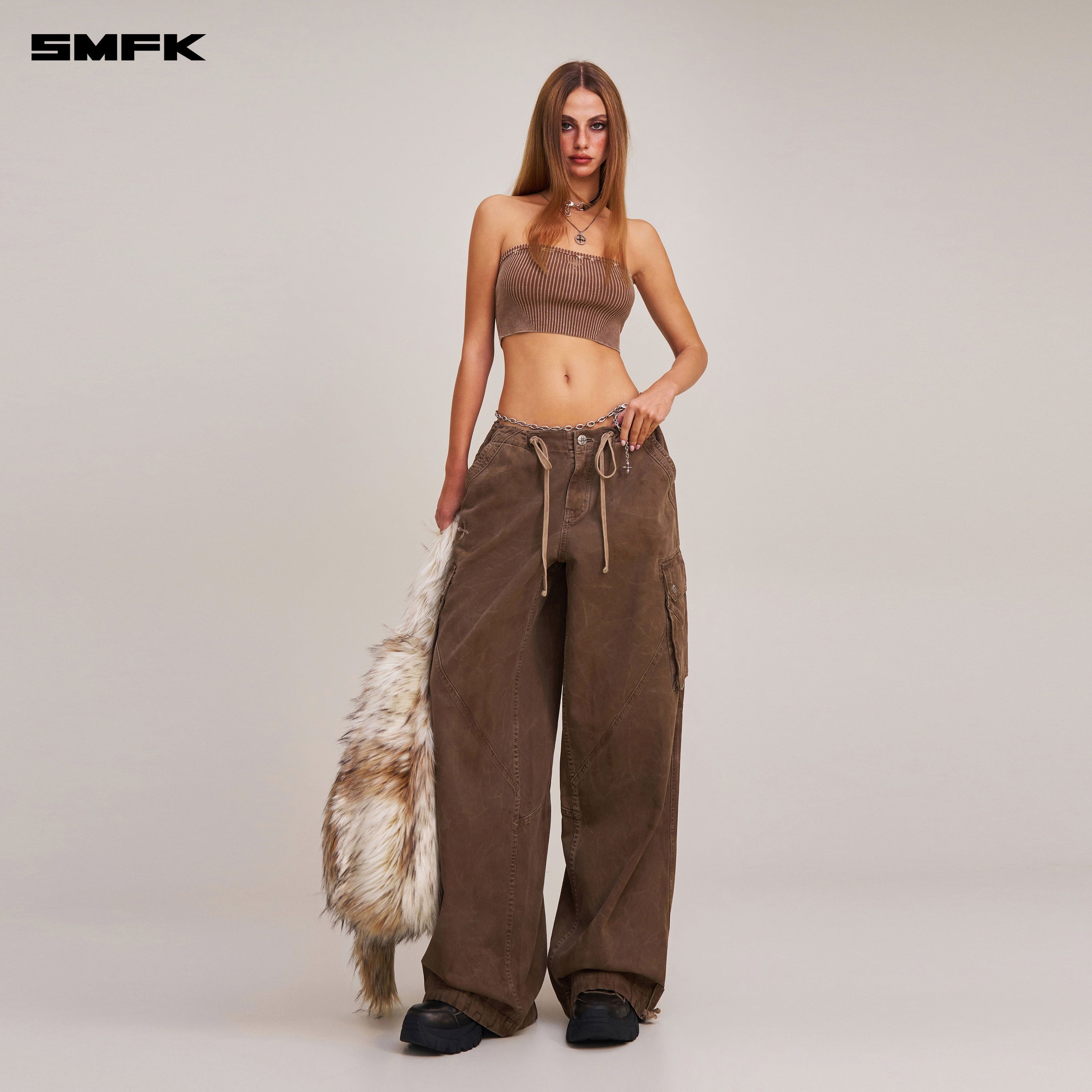 VINTAGE-SAVAGE KNIT BUSTIER/STONE WASH VANISH BROWN