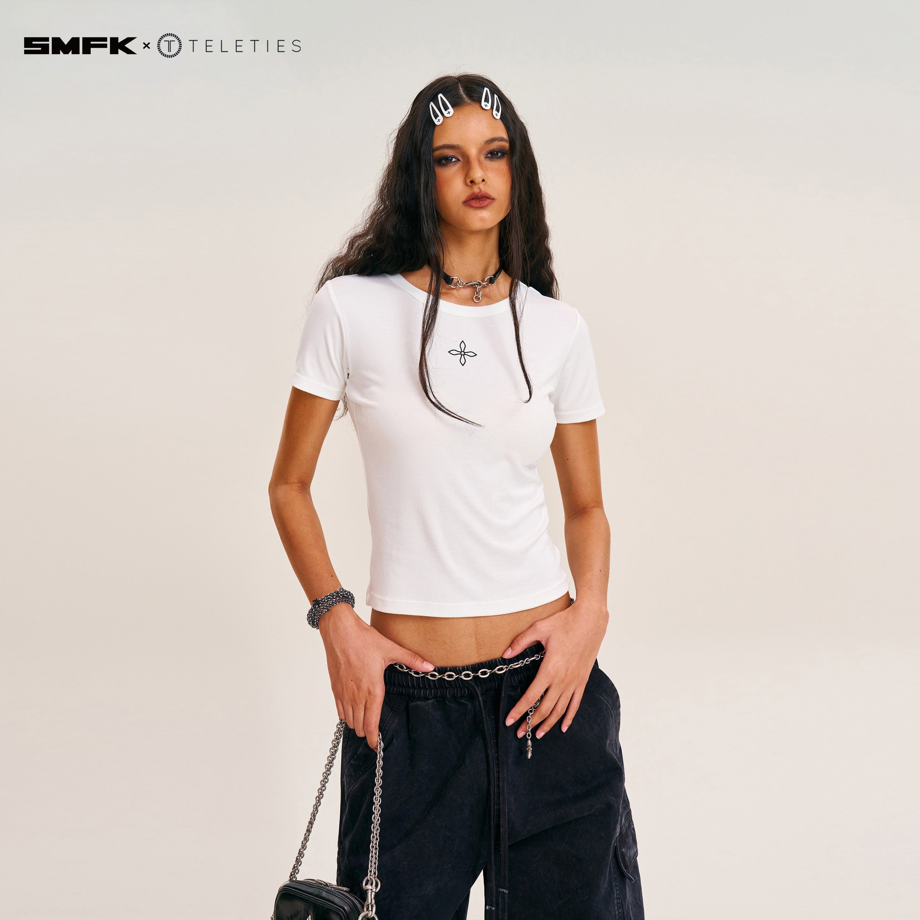 SMFK X TELETIES Hair Ties Black and White