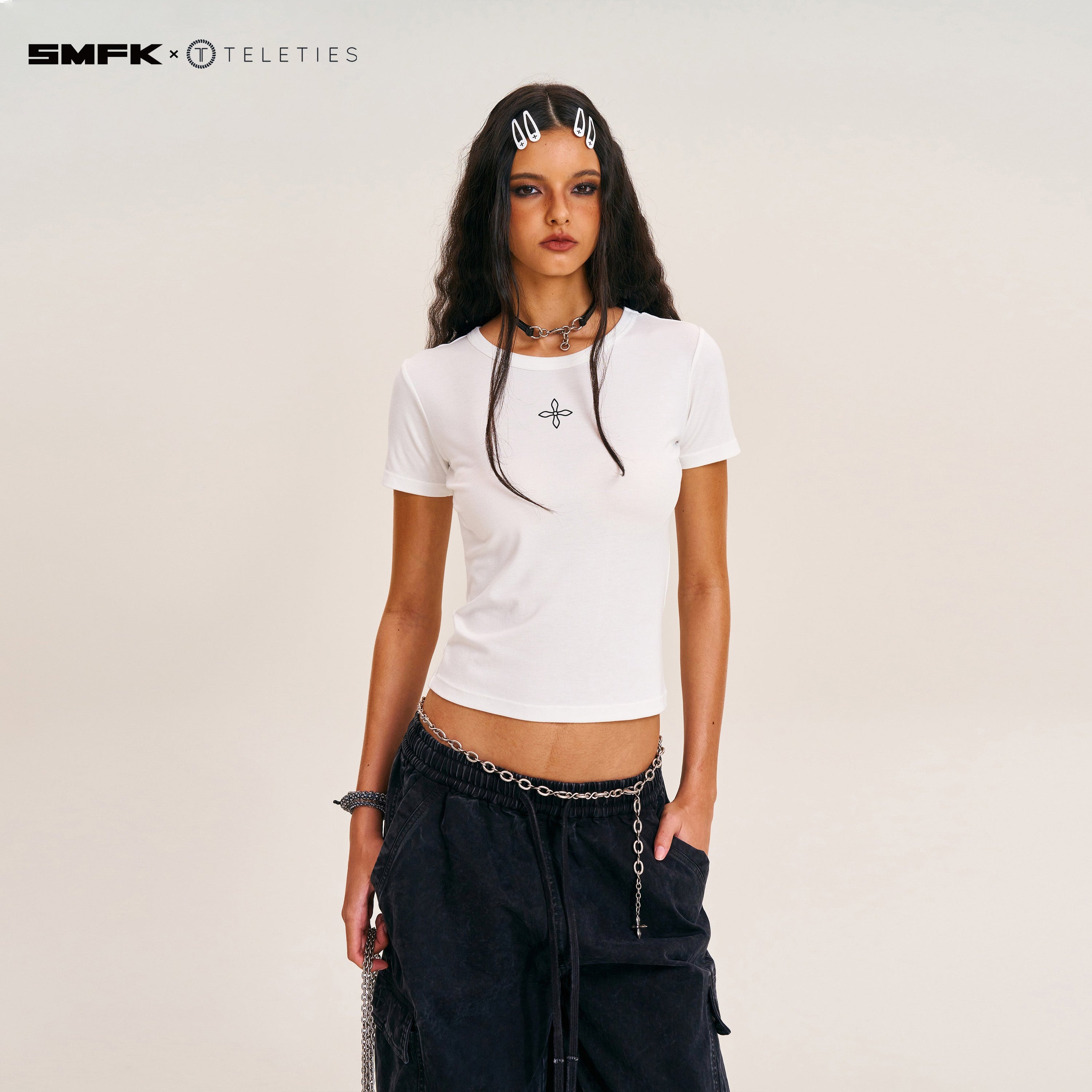 SMFK X TELETIES Snap Clips White