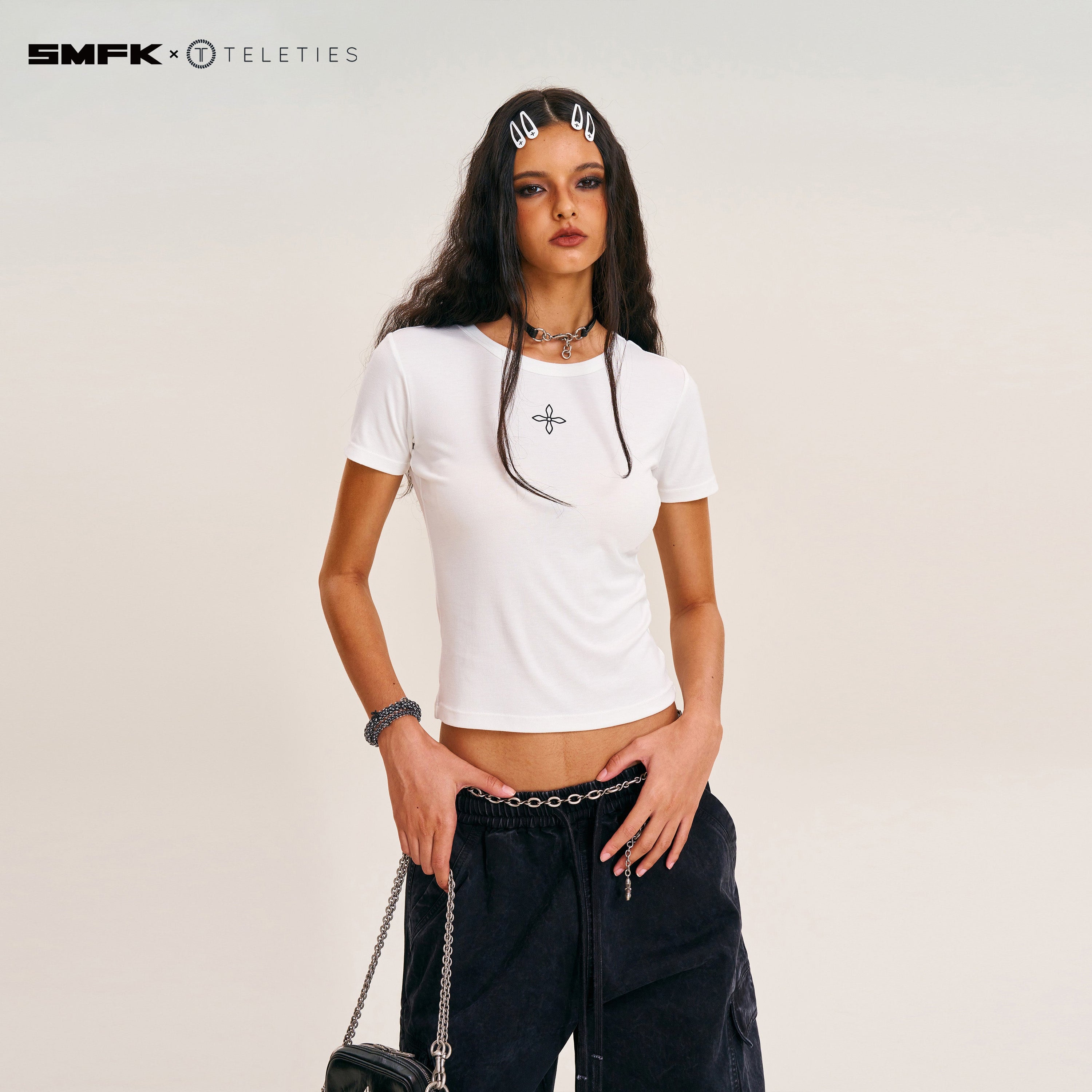 SMFK X TELETIES Snap Clips White