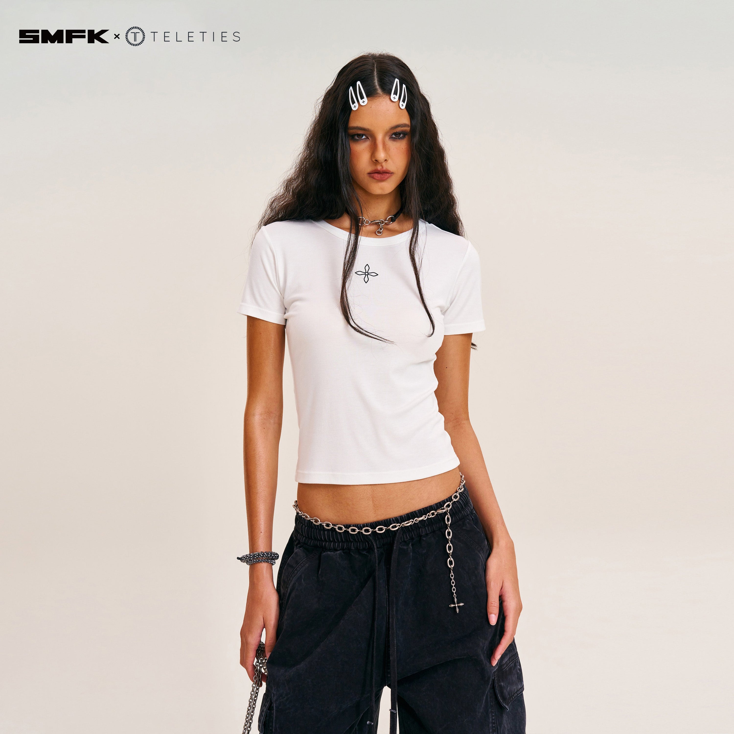 SMFK X TELETIES Snap Clips White