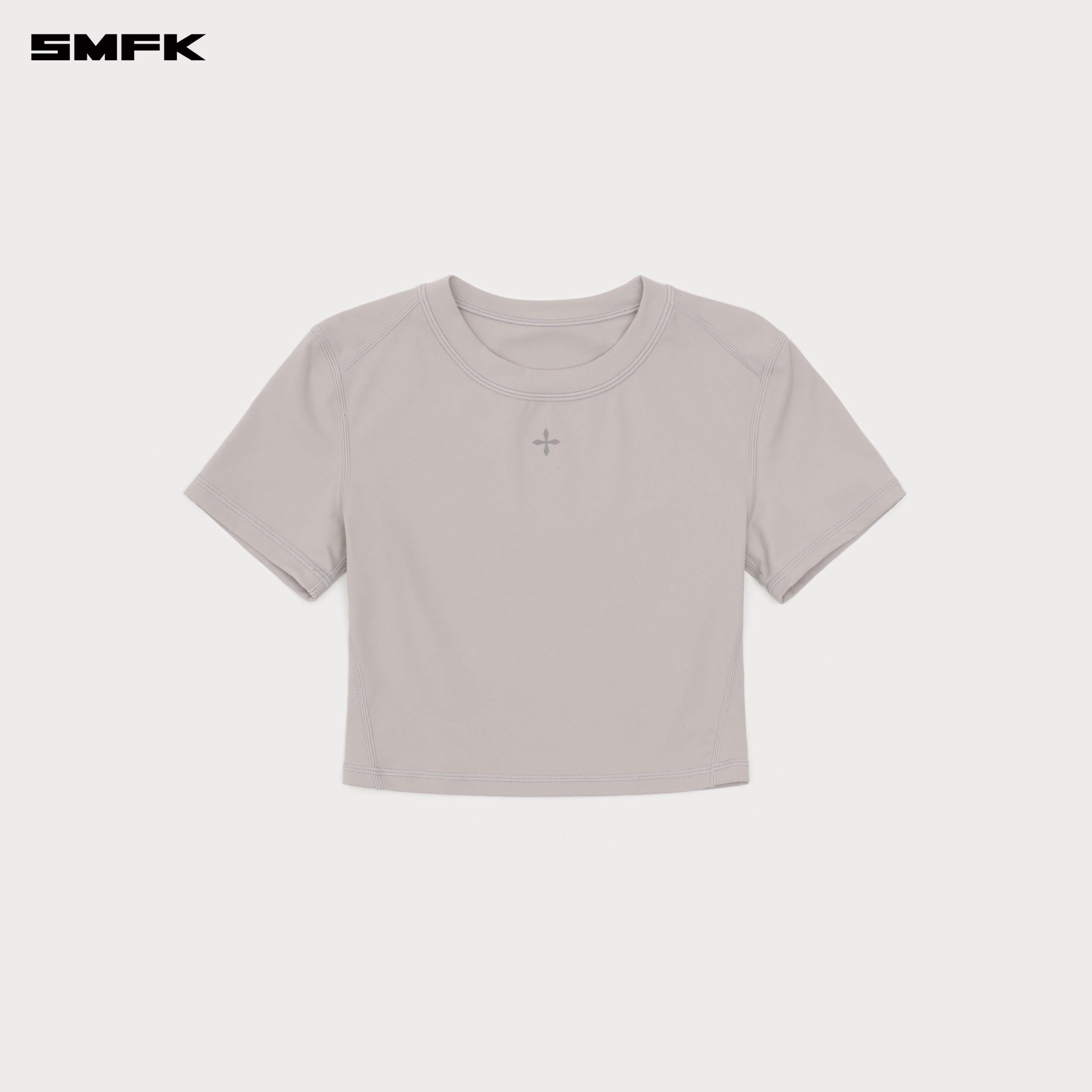 Compass Wave Body-shaping Skin Crop Tee Dust Grey