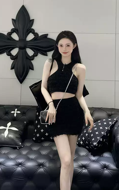 CROSS FLOWER CASUAL SPORT SUIT BLACK UST02B
