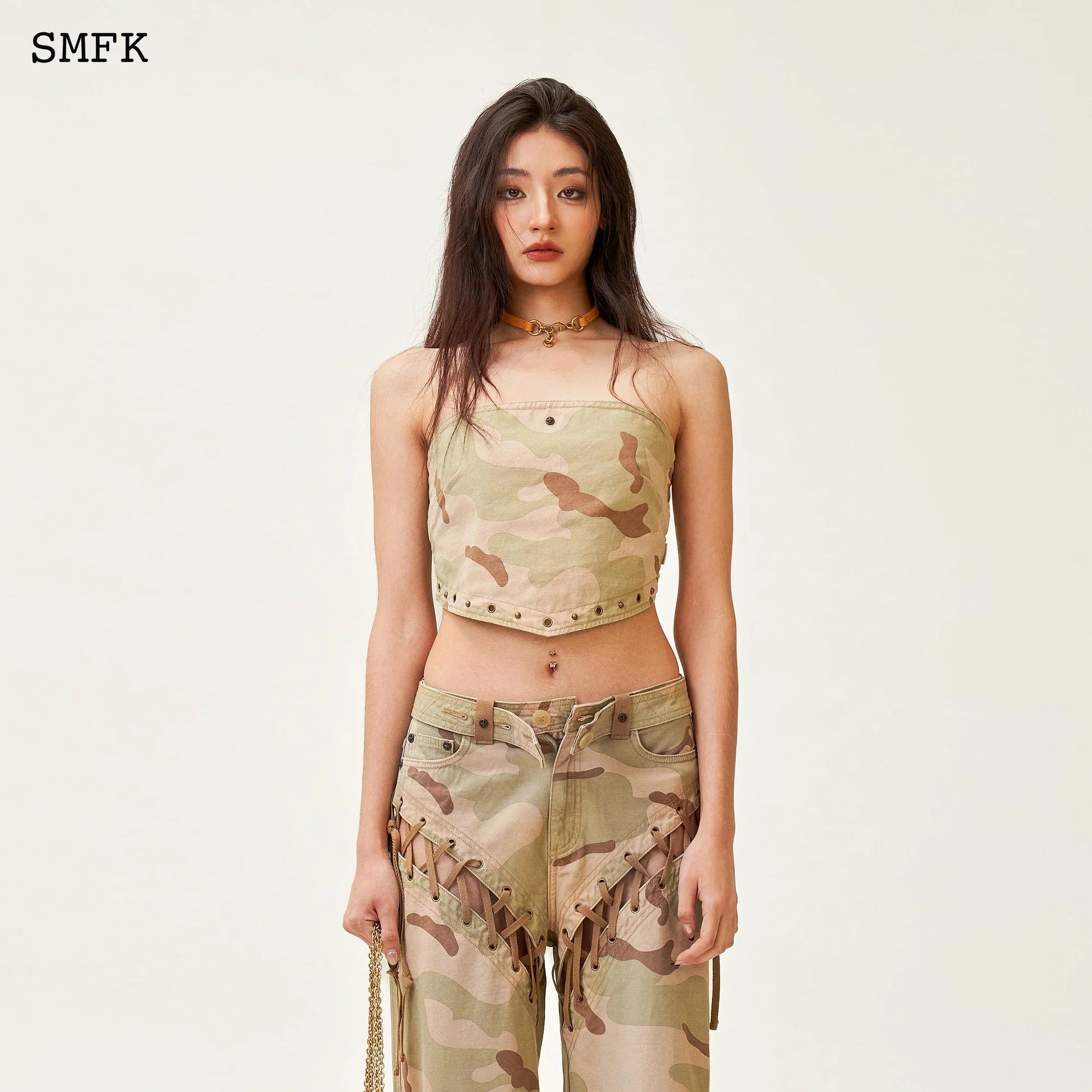 SMFK ANCIENT MYTH CAMOUFLAGE DESERT WIDE-LEG JEANS
