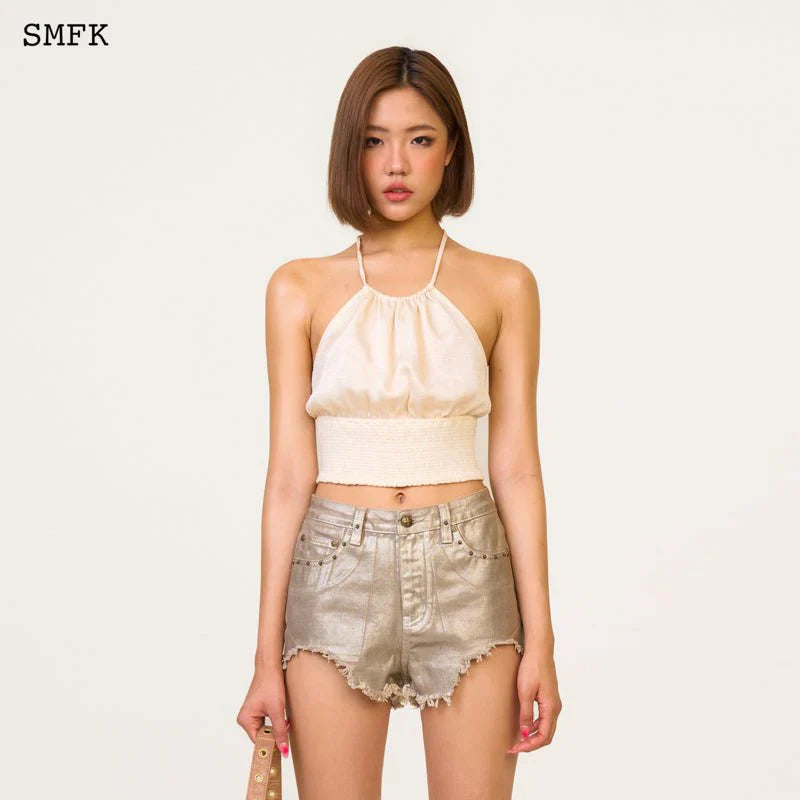 ANCIENT MYTH HELIOS HALTER-NECK VEST TOP PEARL