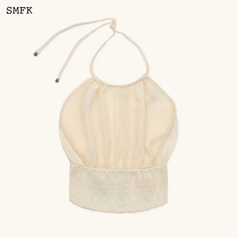 ANCIENT MYTH HELIOS HALTER-NECK VEST TOP PEARL