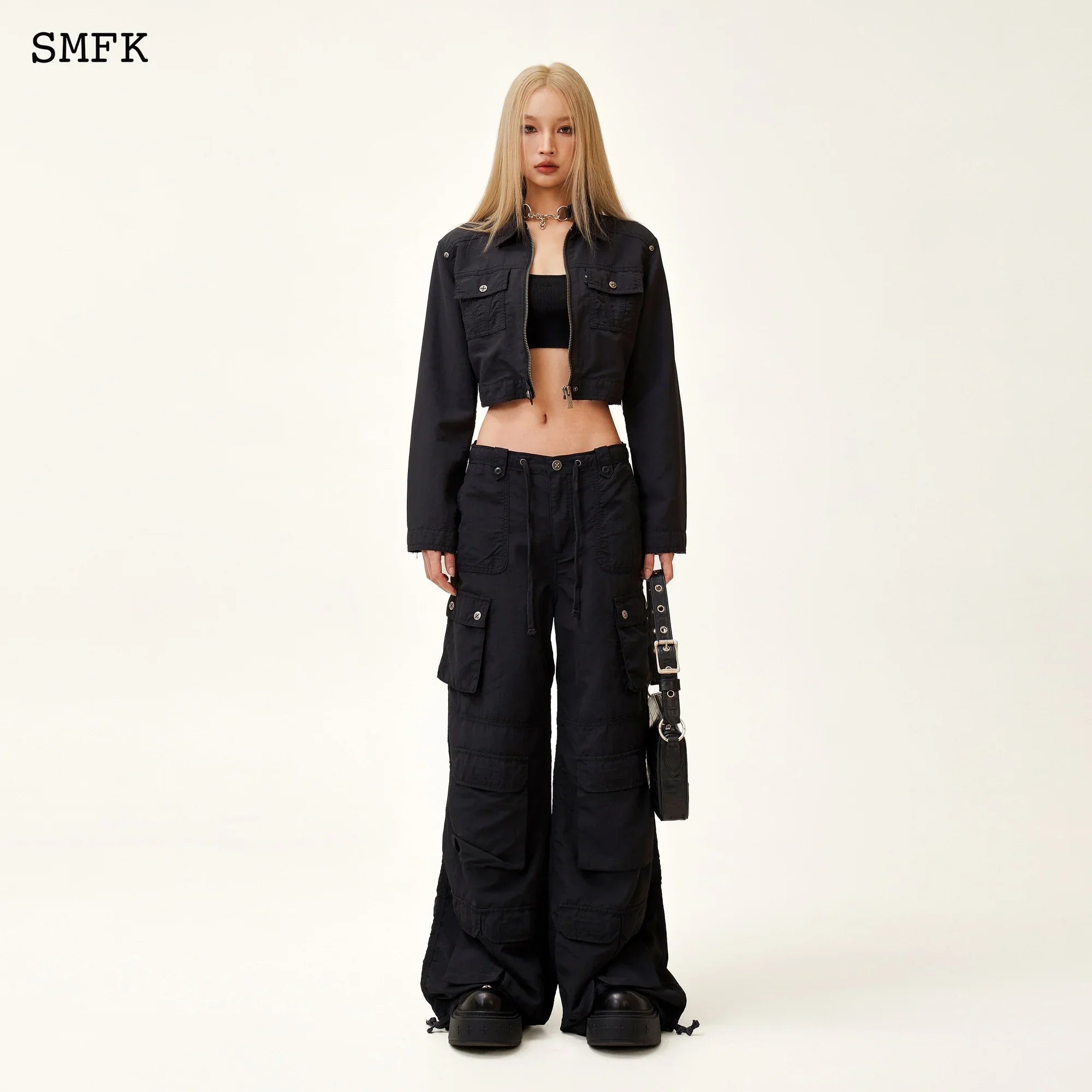 SMFK ANCIENT MYTH PANTHER BLACK FLARED HIKING PANTS