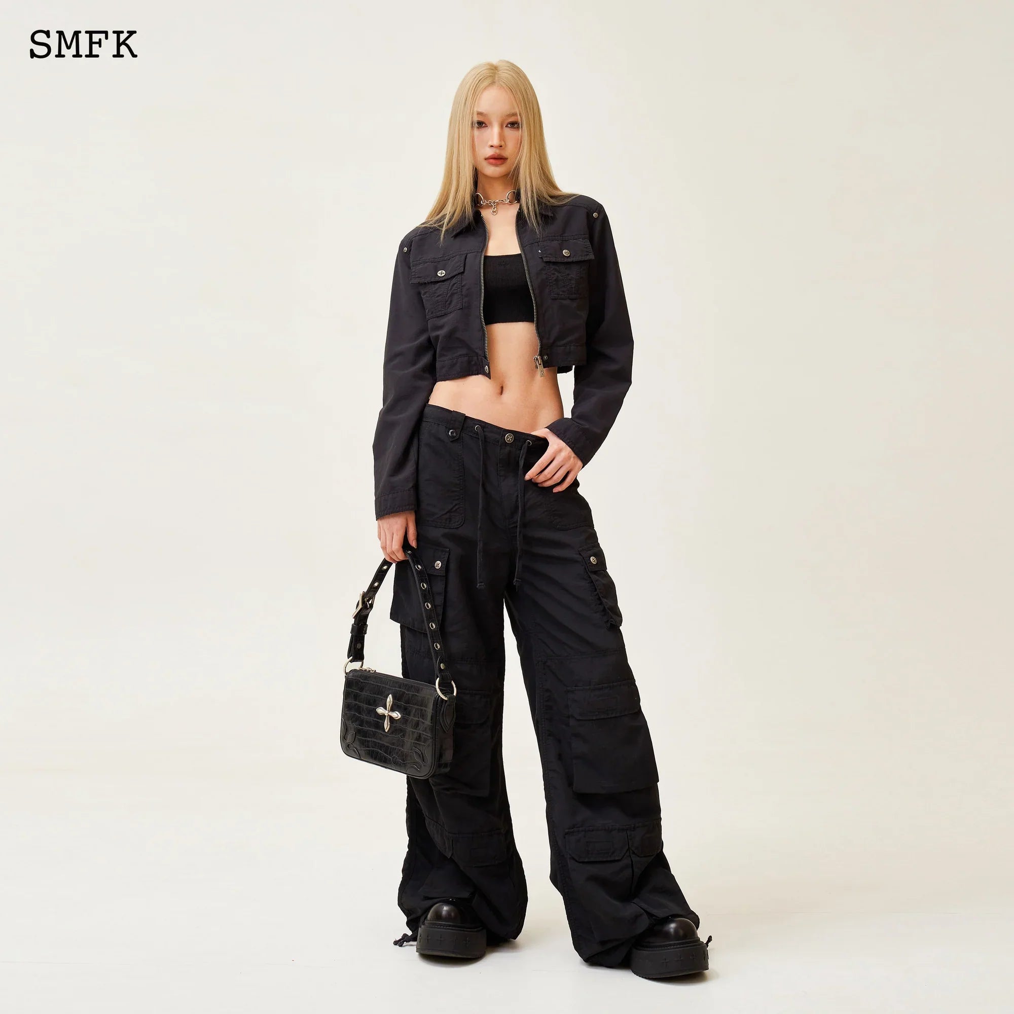 SMFK ANCIENT MYTH PANTHER BLACK FLARED HIKING PANTS