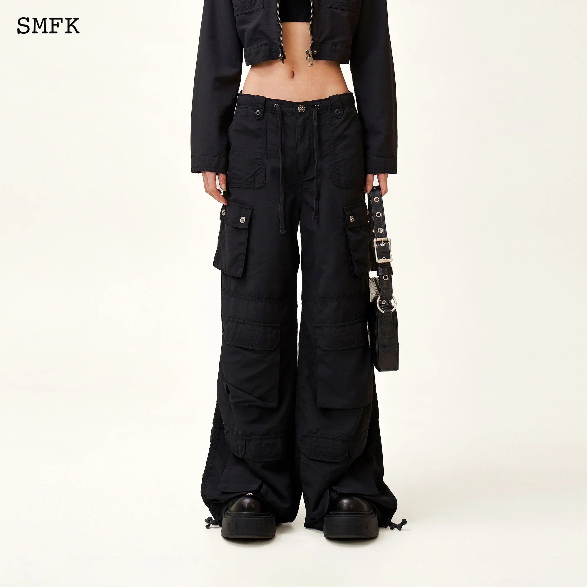 SMFK ANCIENT MYTH PANTHER BLACK FLARED HIKING PANTS