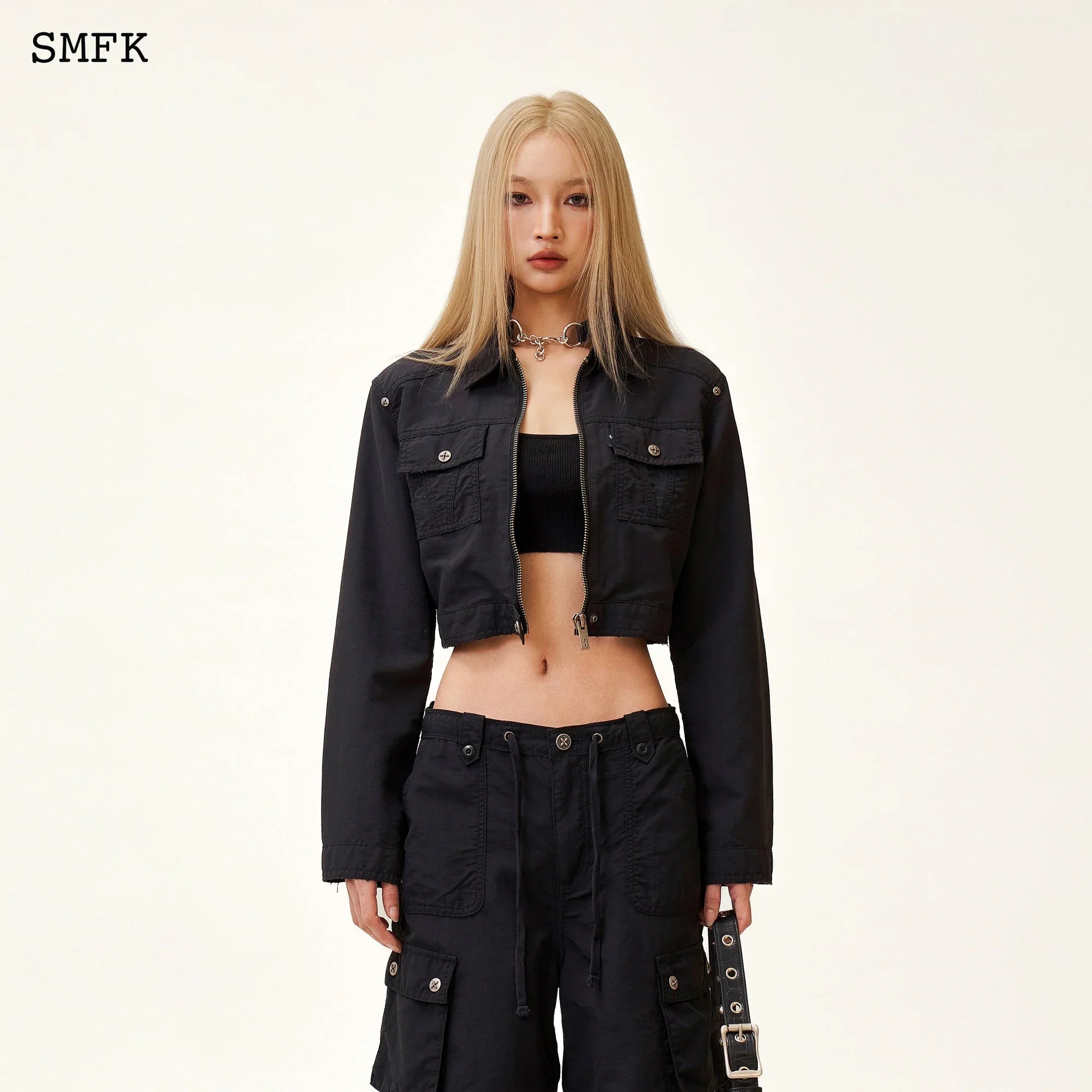 SMFK ANCIENT MYTH PANTHER WORKWEAR BLACK SHORT JACKET