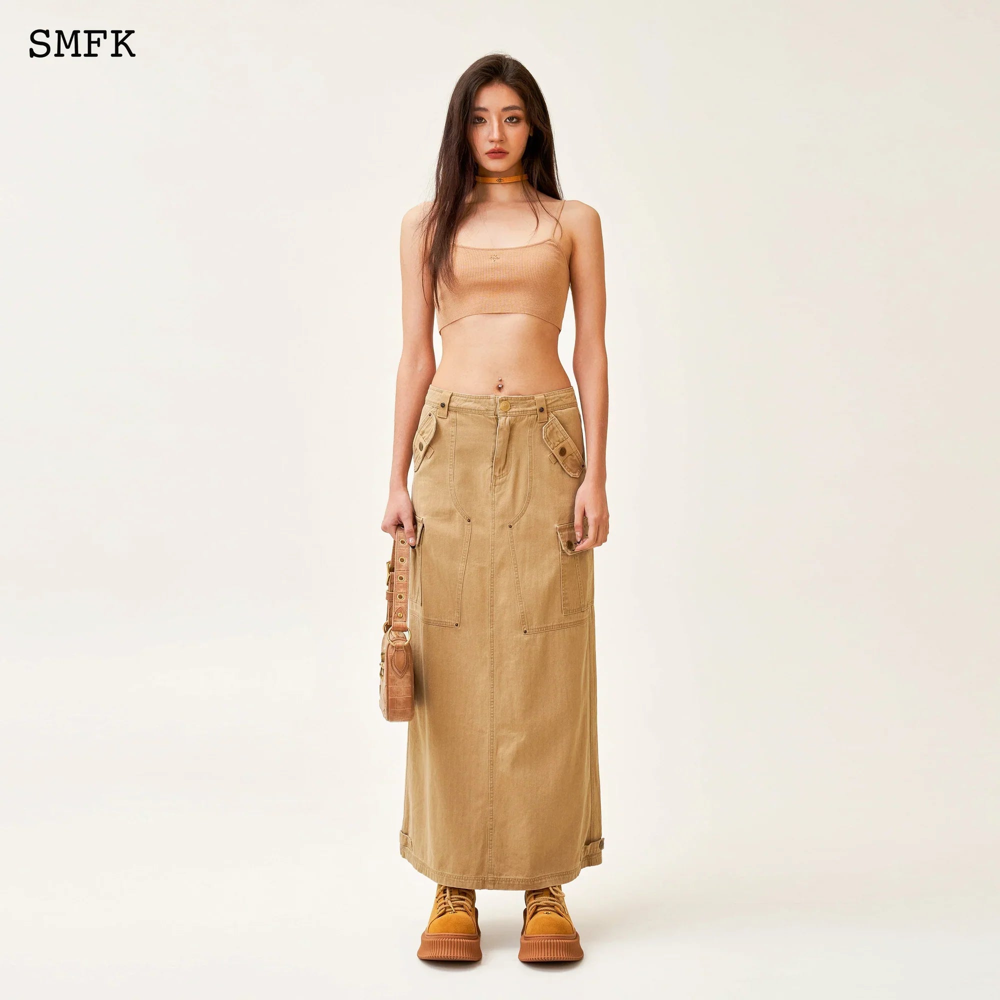 ANCIENT MYTH TARPAN WORKWEAR LONG SKIRT WHEAT