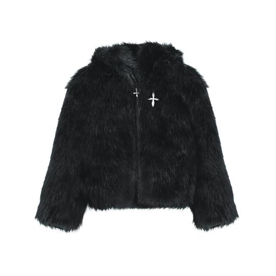 BLACK FUR SNOWMAN JACKET CF002BB