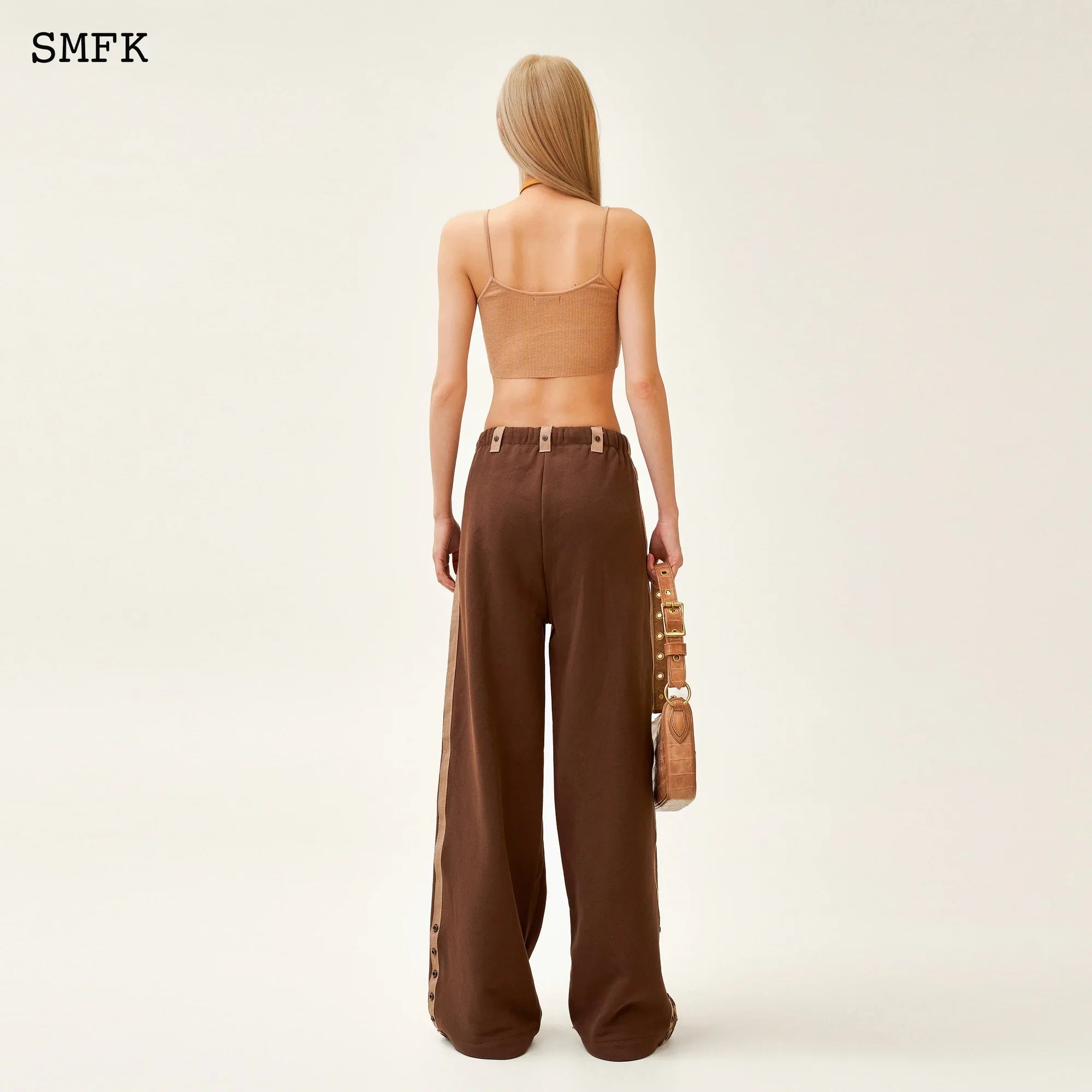 SMFK COMPASS ADVENTURE WIDE-LEG SWEATPANTS BROWN