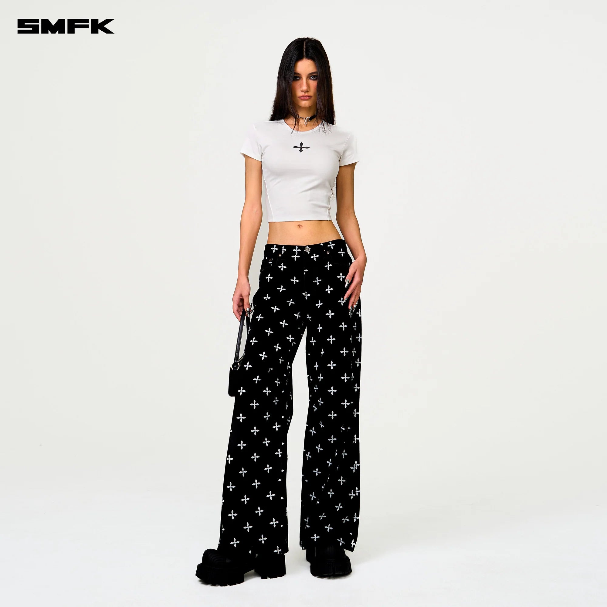 COMPASS BLACK GARDEN CLASSIC WIDE-LEG JEANS