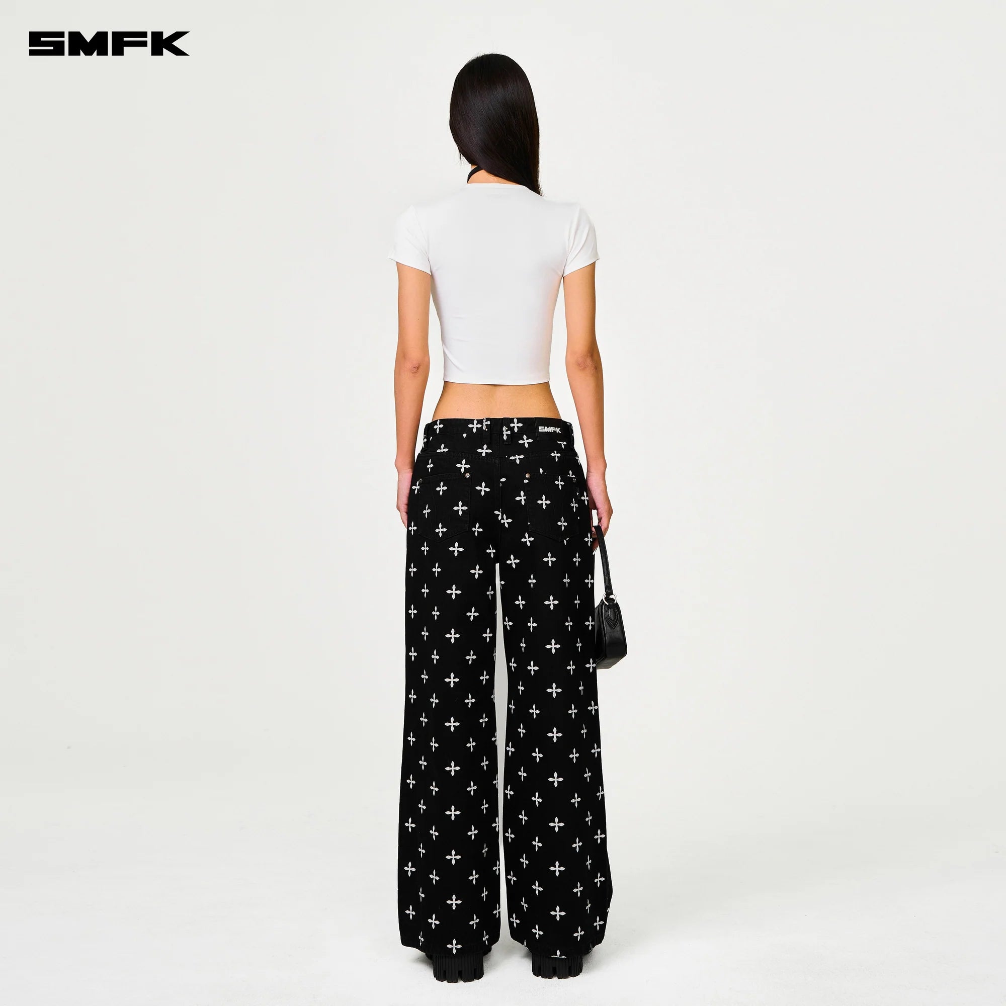 COMPASS BLACK GARDEN CLASSIC WIDE-LEG JEANS