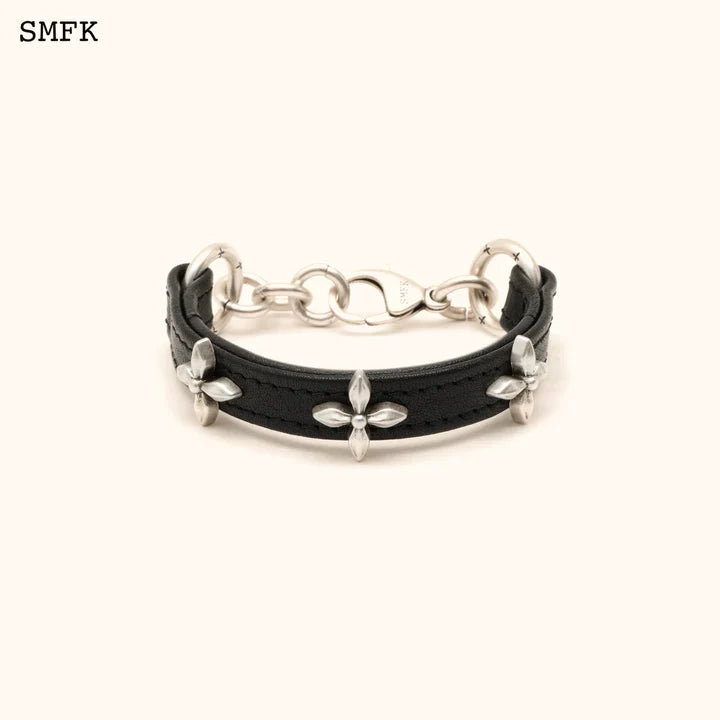 SMFK COMPASS BLACK GARDEN LEATHER WRISTBAND BLT04B