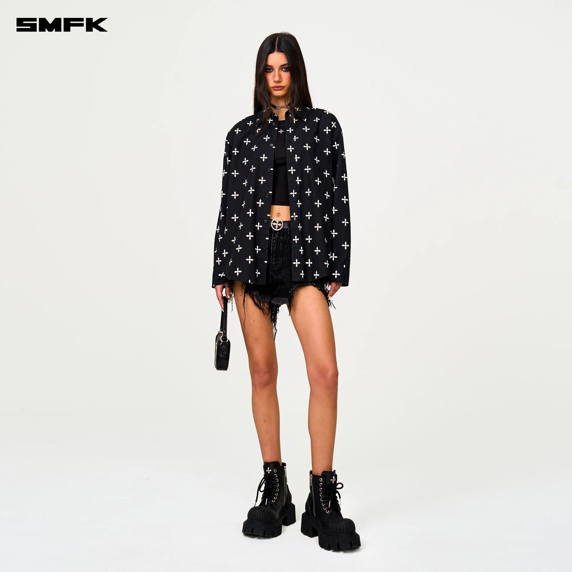 COMPASS BLACK GARDEN OVERSIZE SHIRT