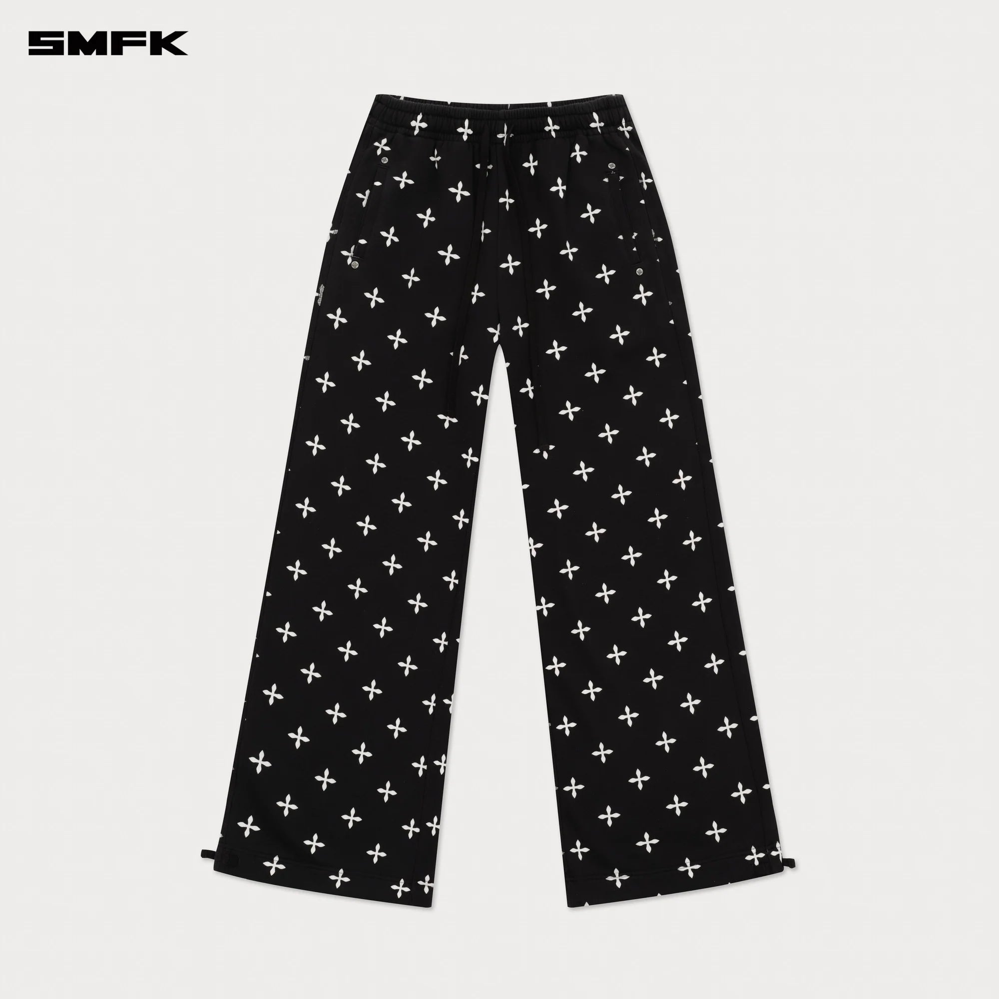 COMPASS BLACK GARDEN WIDE-LEG TRACK PANTS