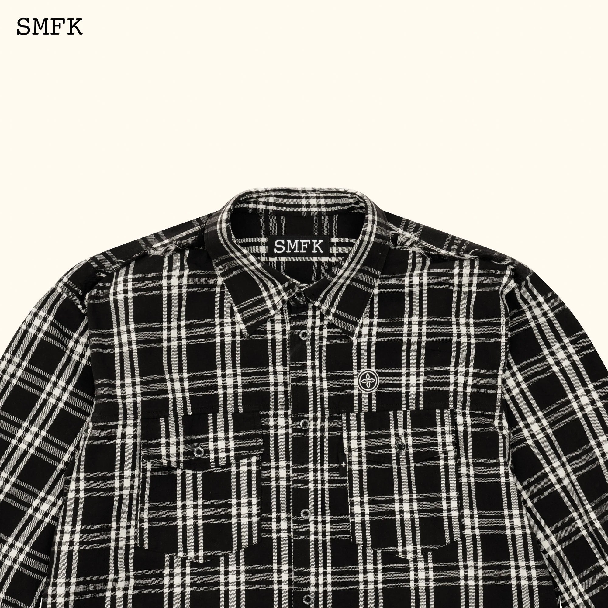 Compass Black Plaid Workwear Style Shirt