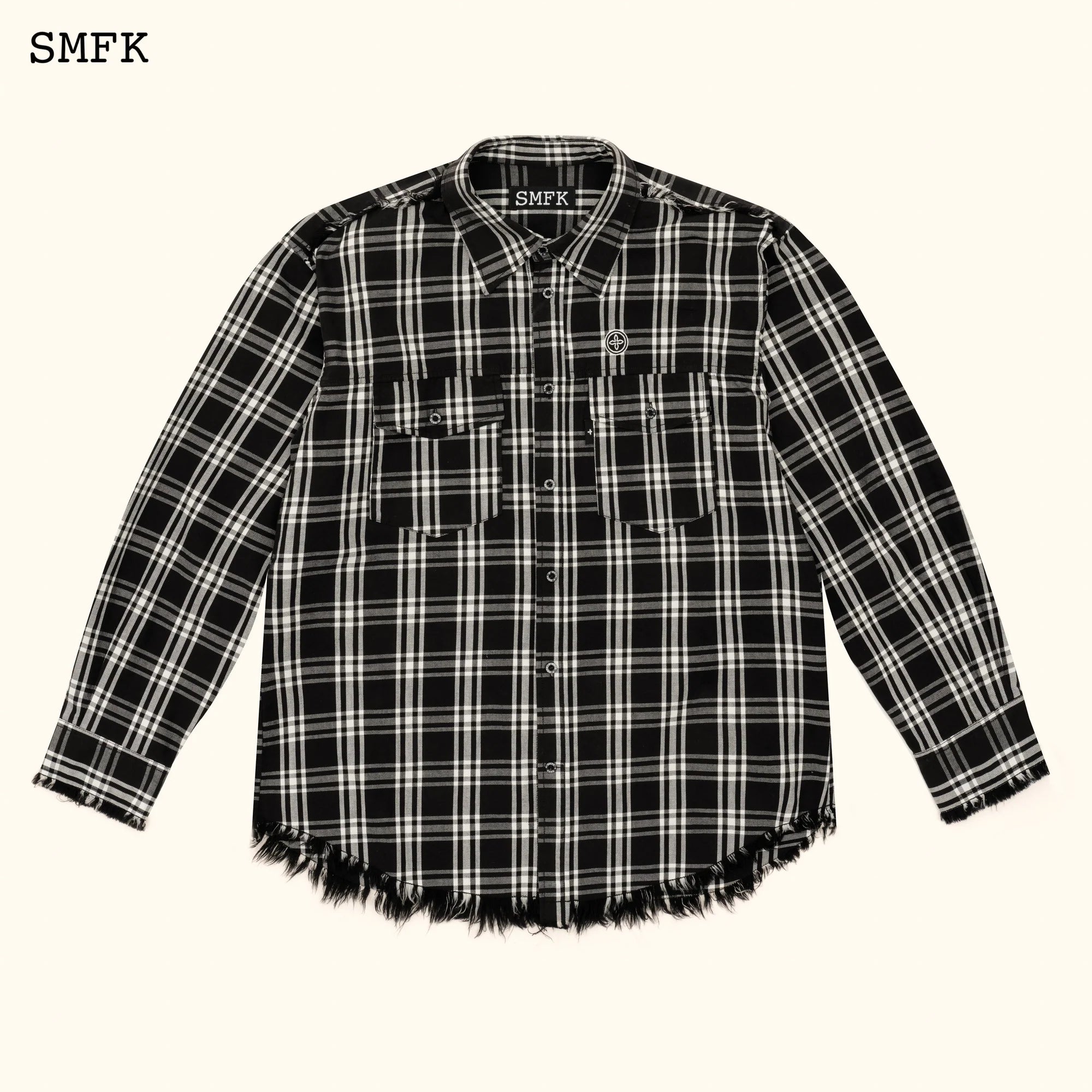 Compass Black Plaid Workwear Style Shirt